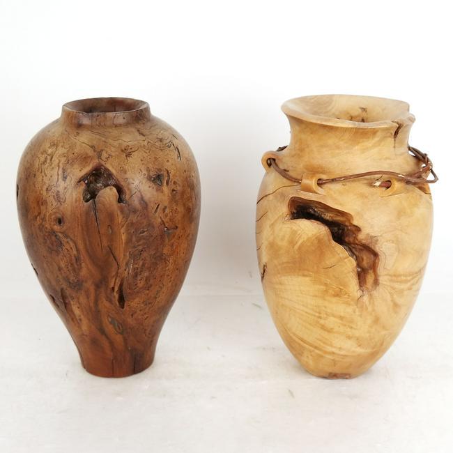 Two Applewood's Turned & Polished Burl Wood Vases (1 of 7)