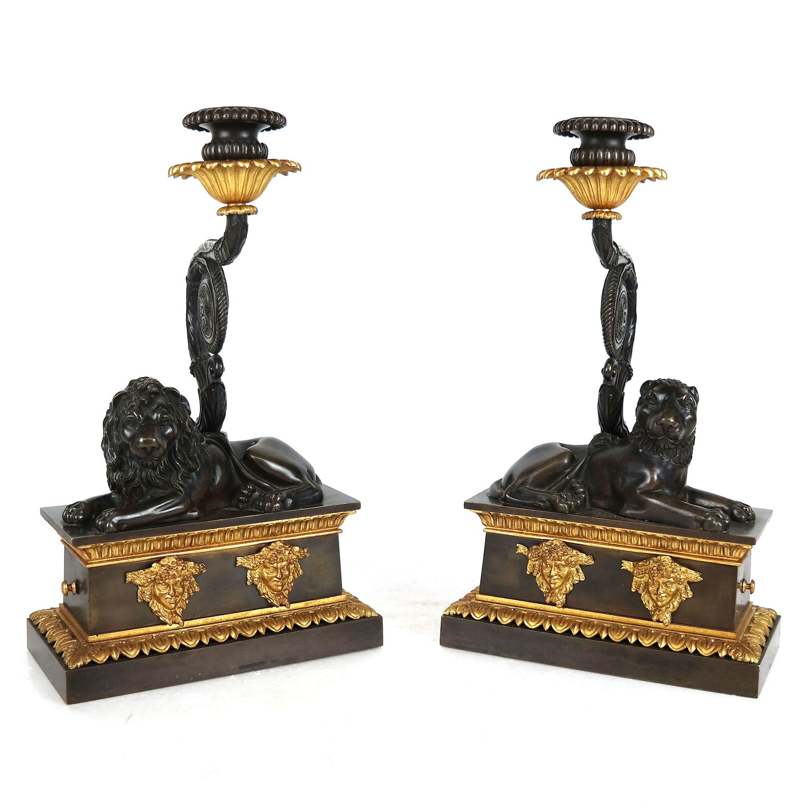 Pair of Patinated & Gilt Bronze Candlesticks (1 of 16)