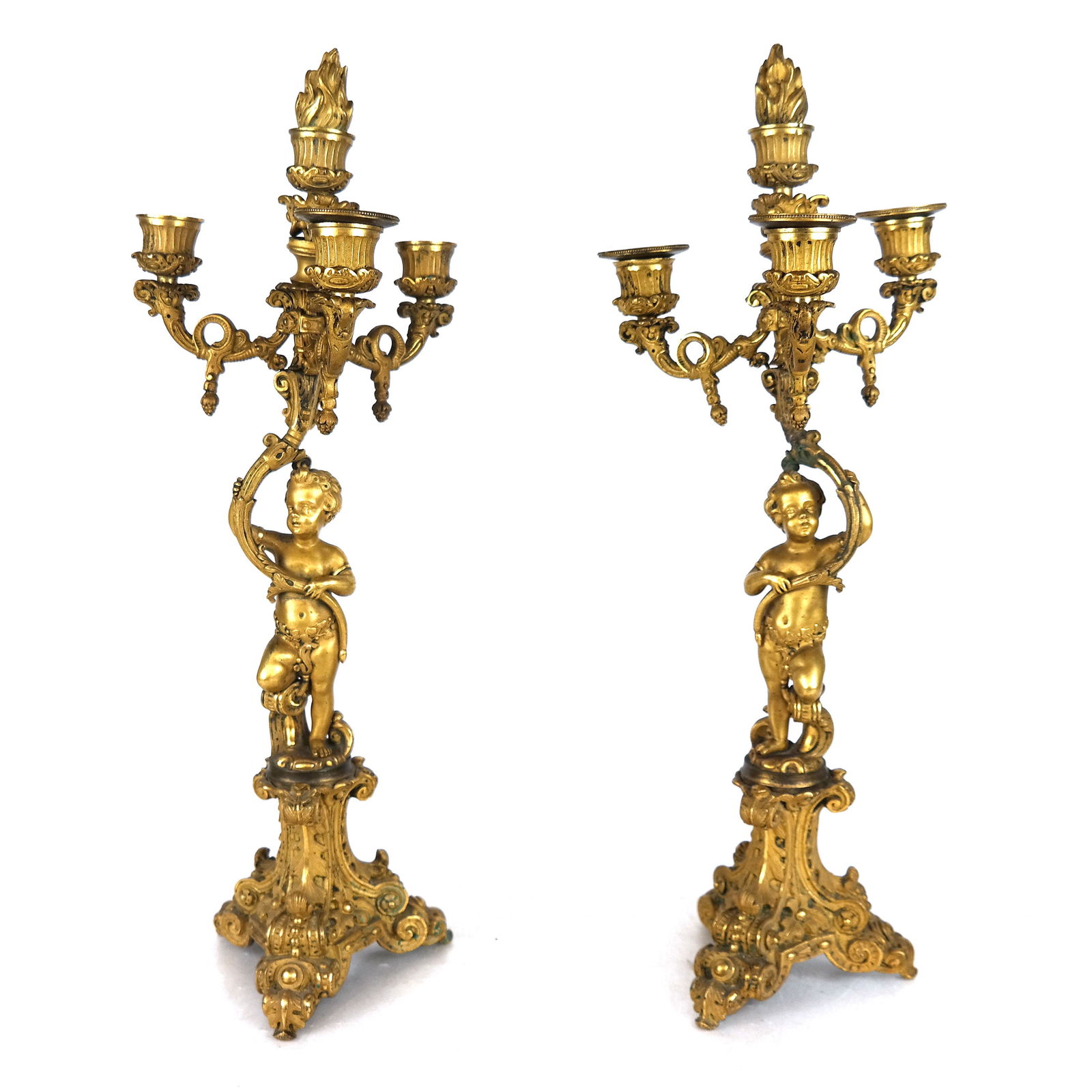 Pair of Gilt Bronze Cherub Candelabra (1 of 9)