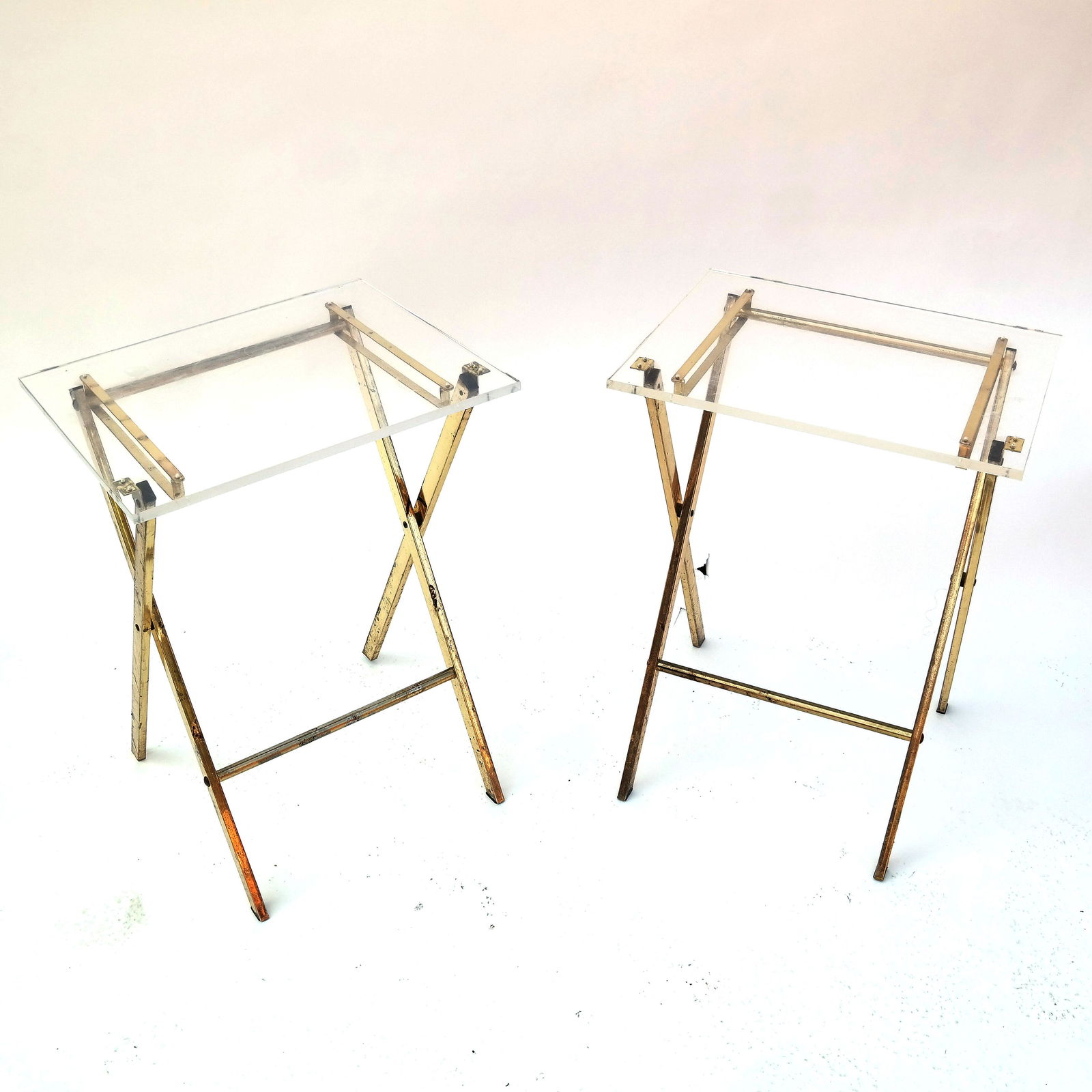 Pair of Lucite & Gilt Metal Folding Tables (1 of 10)