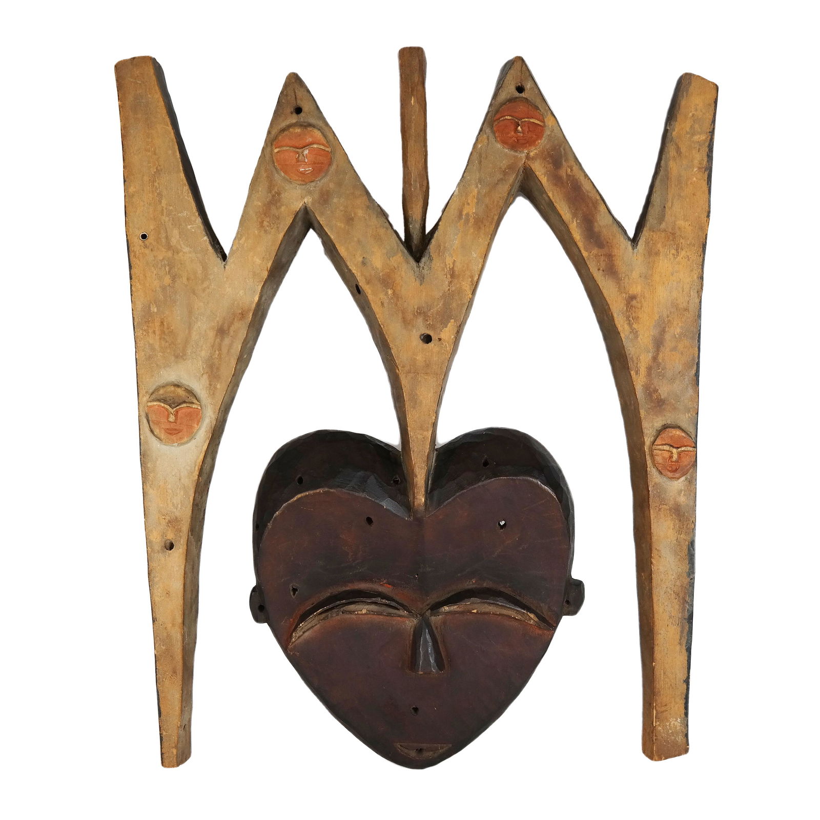 African Painted Wood Mask (1 of 6)