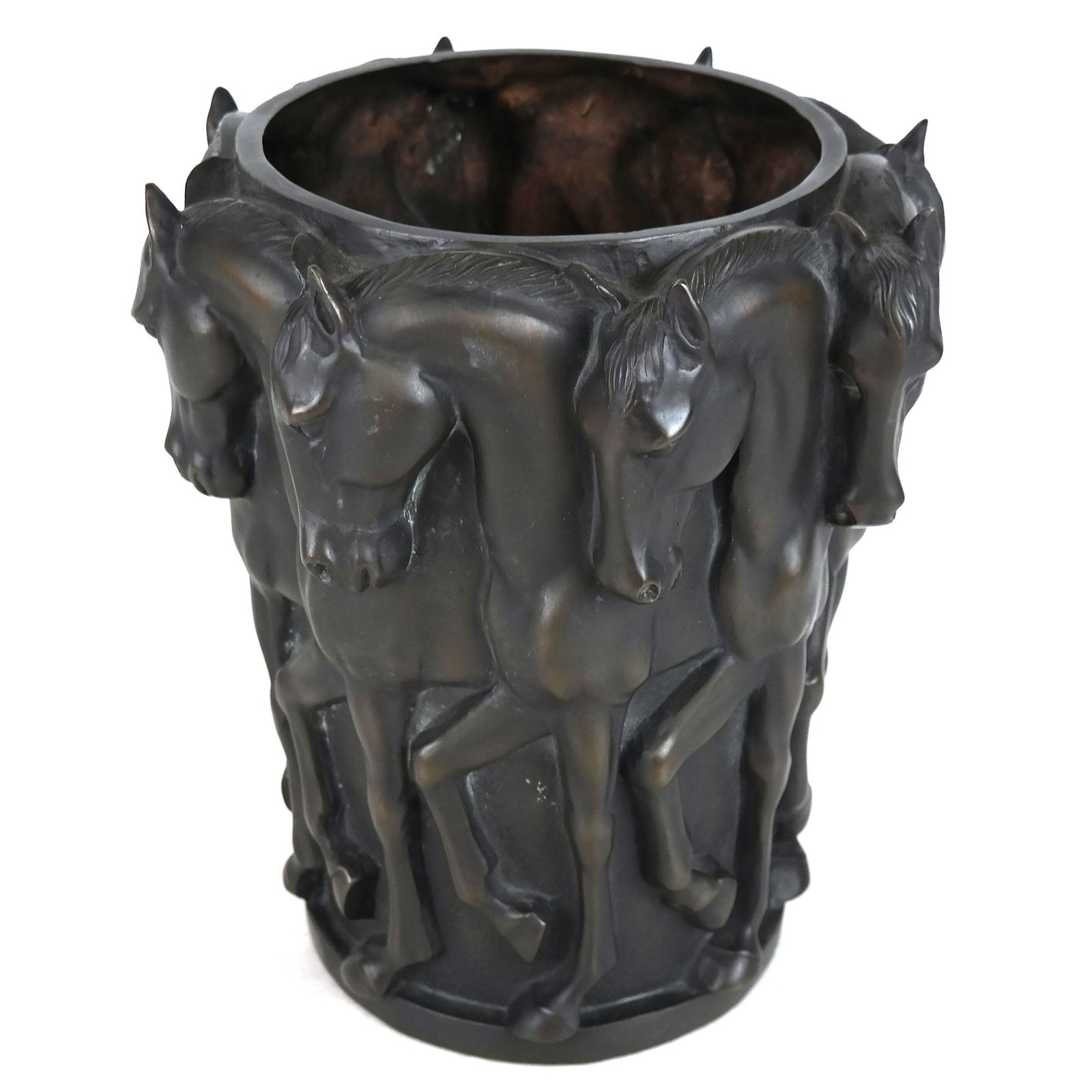 Bronze Molded Horse Relief Vase (1 of 5)