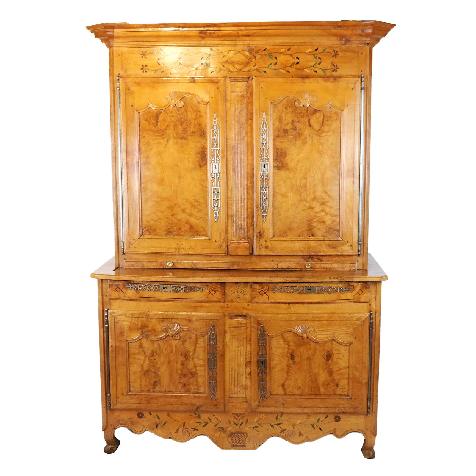 French Burled Elm Buffet Deux Corps, Circa 1760 (1 of 15)