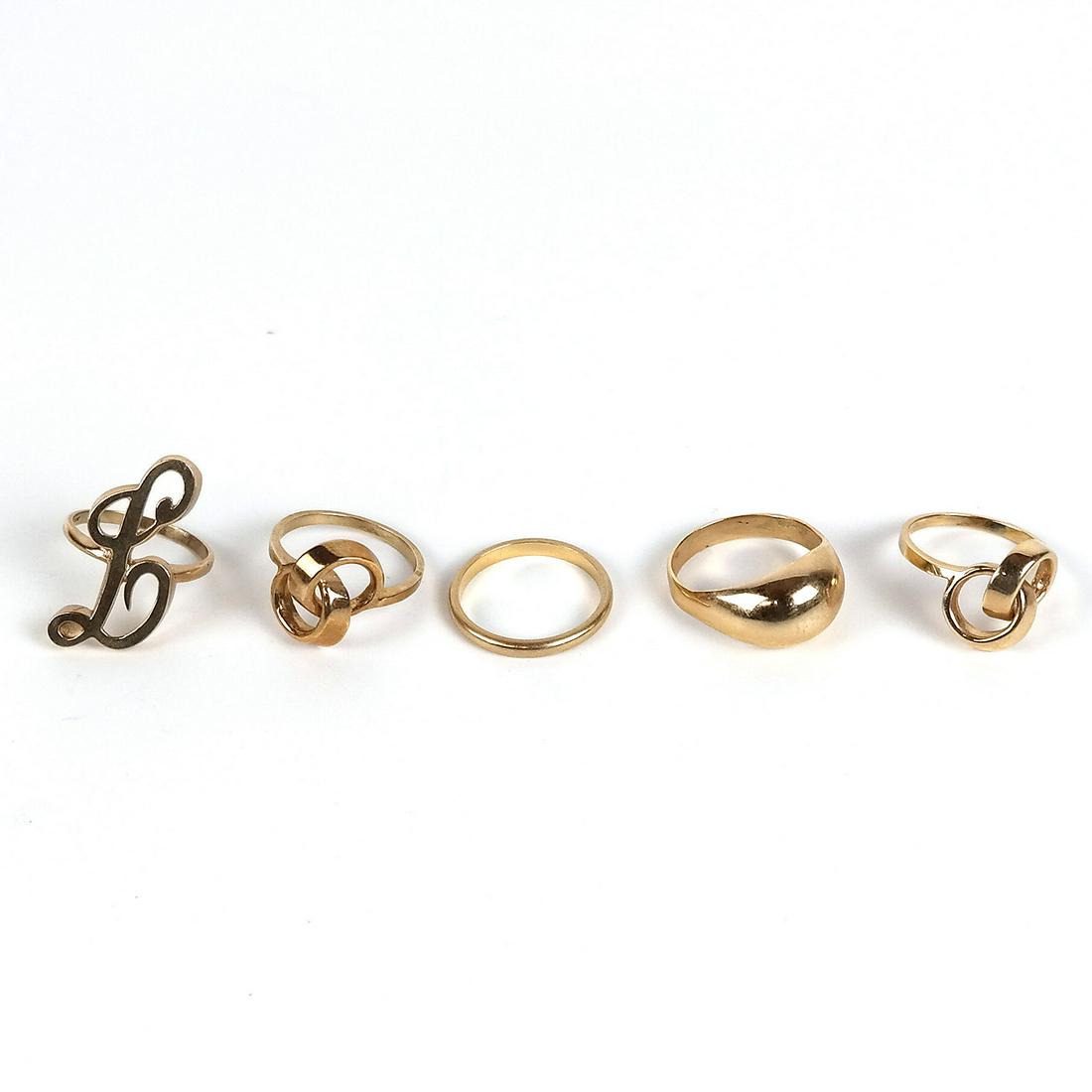 Lot of Five (5) 14K Gold Rings (1 of 12)