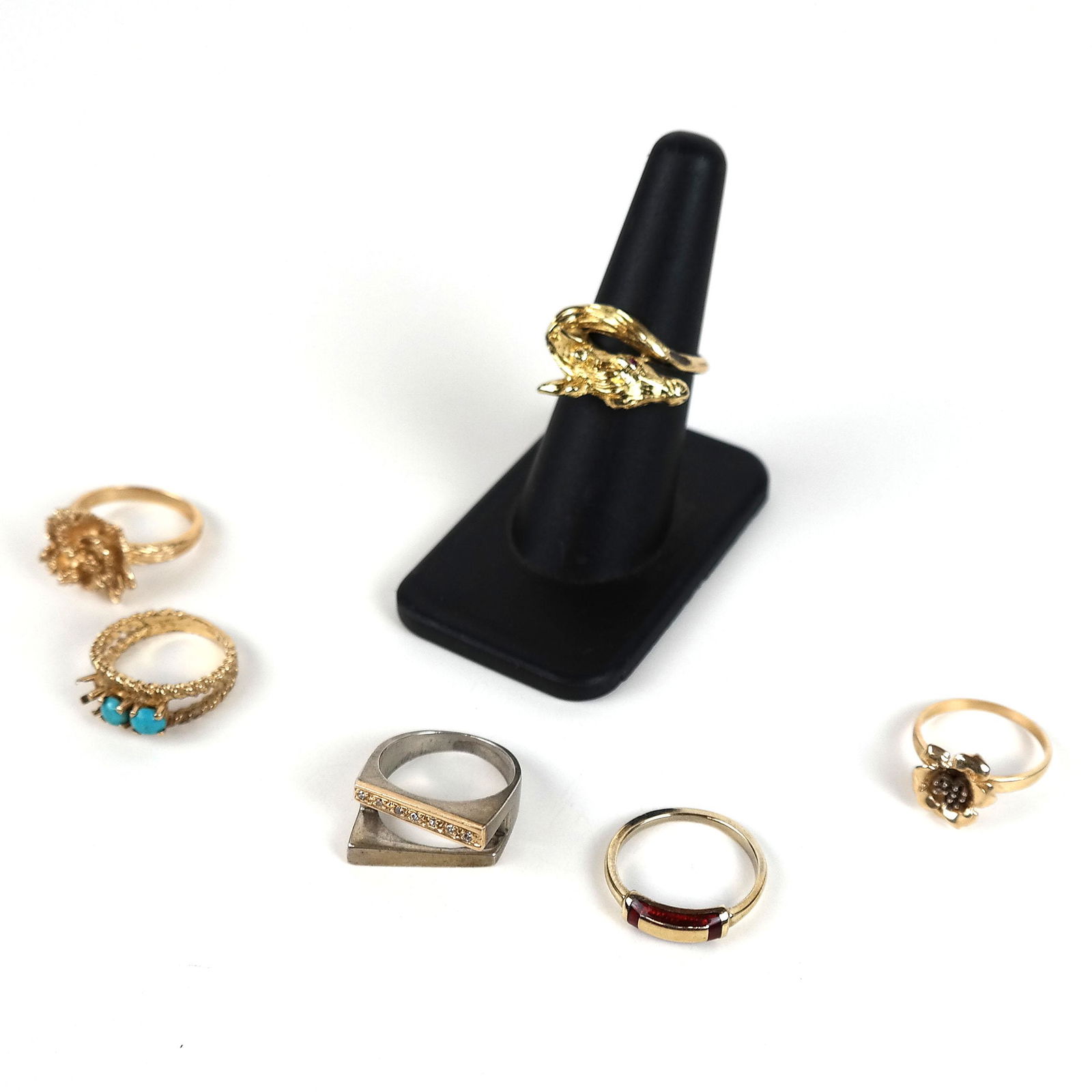 Six (6) 14K Gold & Stone Rings (1 of 16)