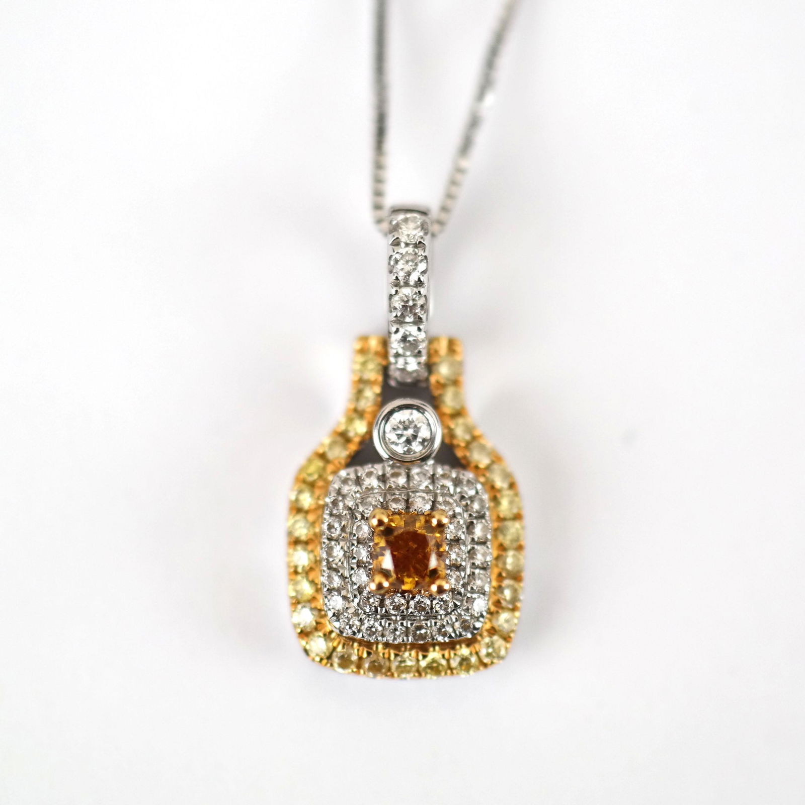 Orange, Yellow & White Diamond Pendant (1 of 10)