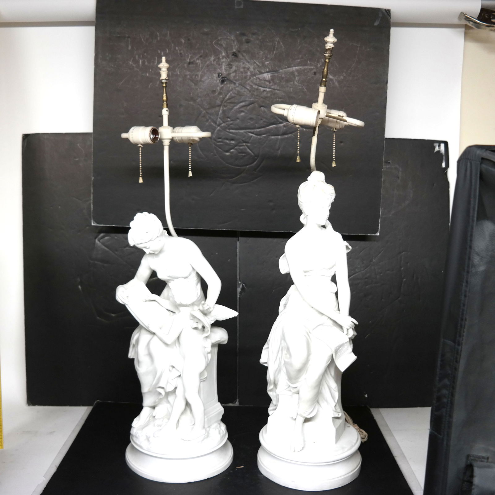 Two Matched Bisque Porcelain Figural Lamps (1 of 8)