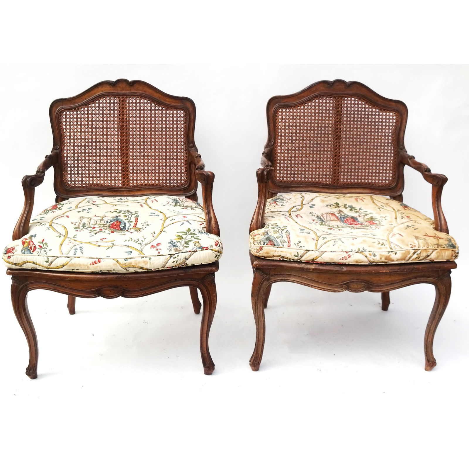 Pair of Beechwood & Caned Arm Chairs (1 of 7)