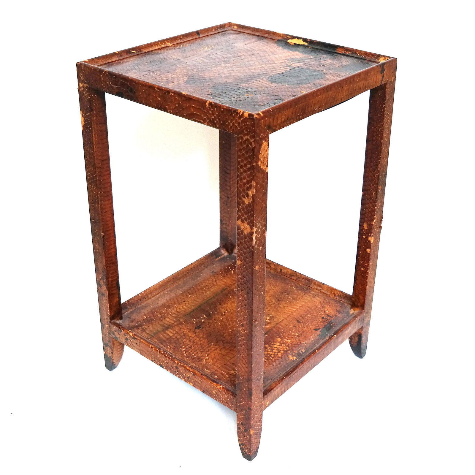 2-Tiered Snakeskin Table, Attrib. Karl Springer (1 of 9)