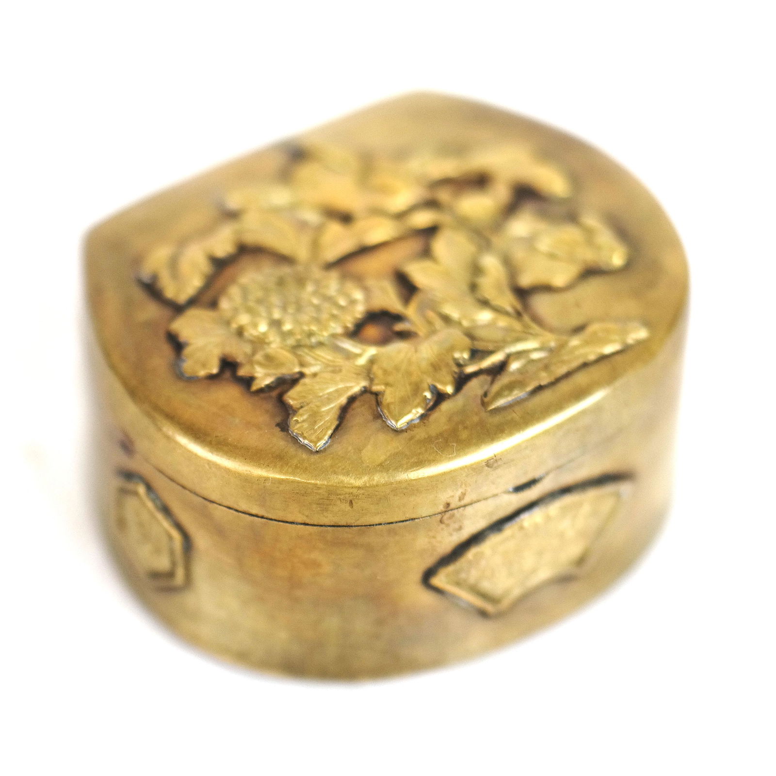 Very Small Chinese Brass Pill Box (1 of 7)