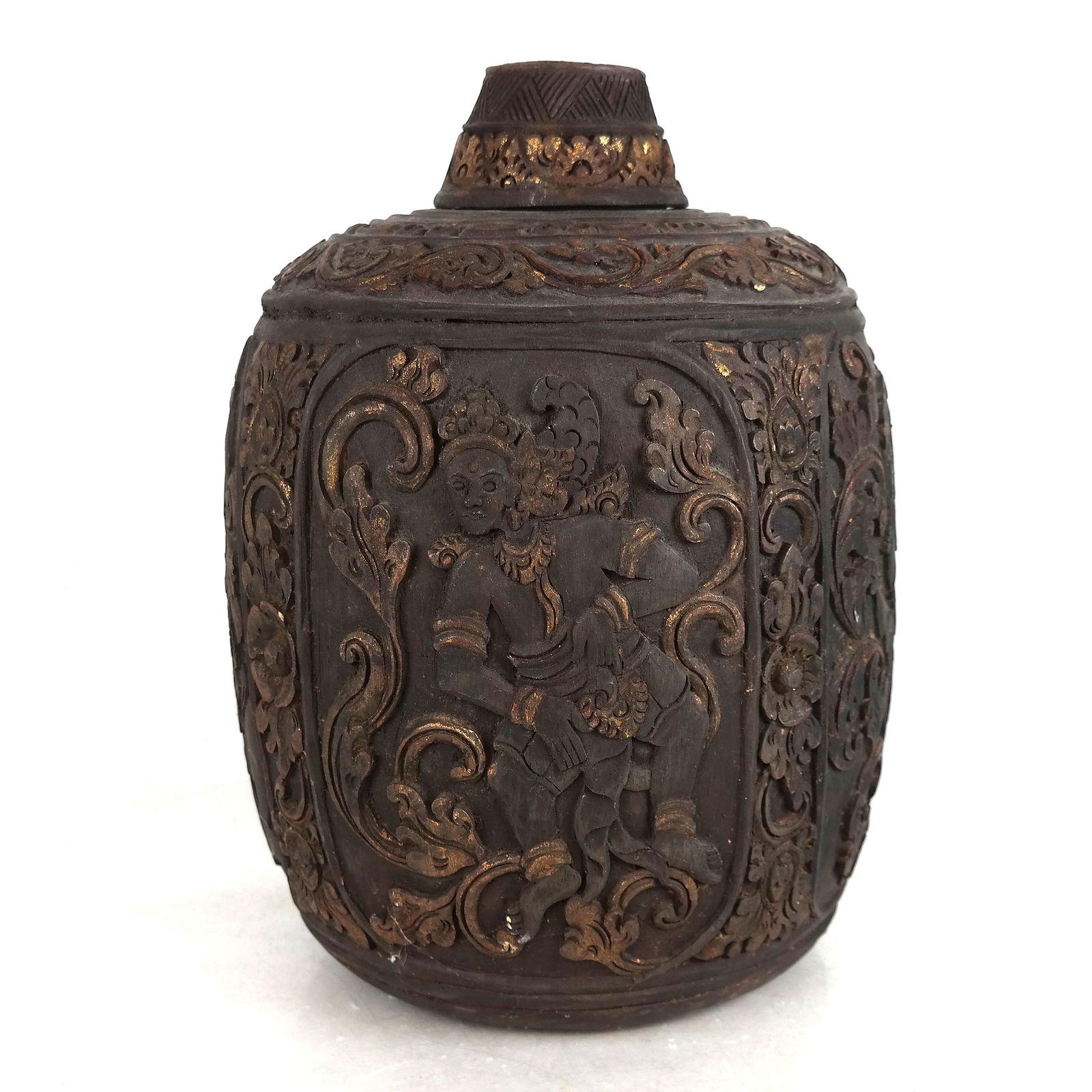 Large Thai Carved Wood Vessel (1 of 7)