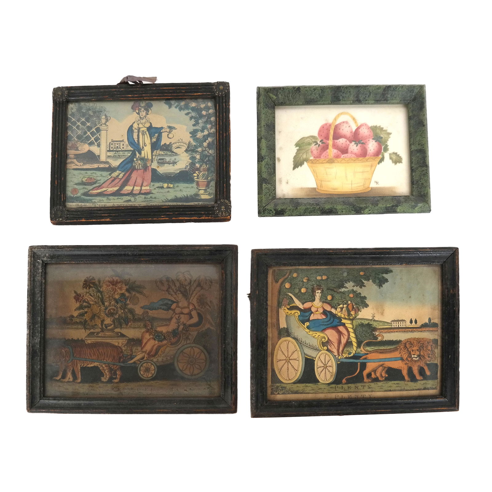 Four Framed Vintage Colored Prints (1 of 11)