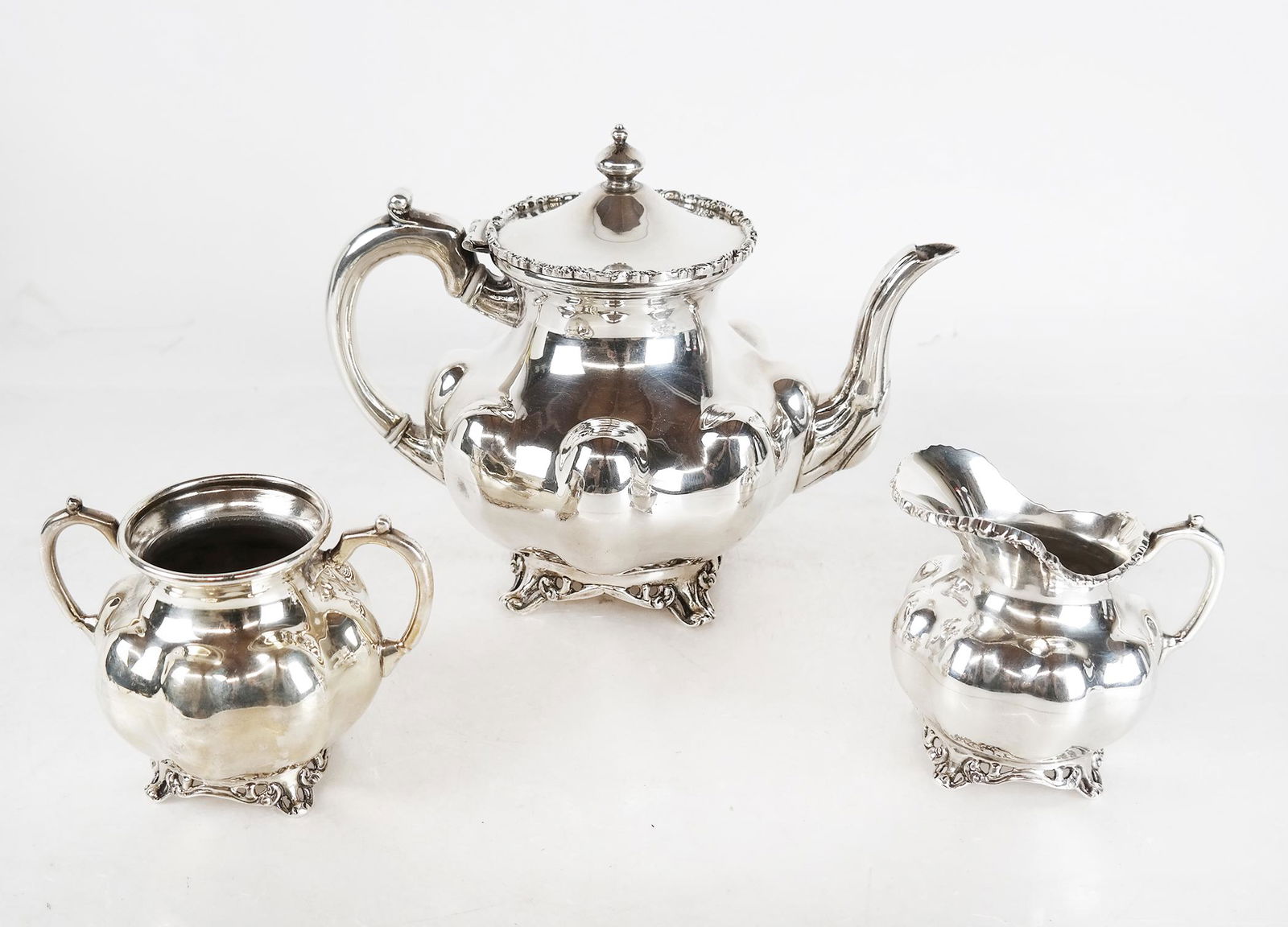 3-Pc. Mexican Sterling Silver Tea Set (1 of 9)