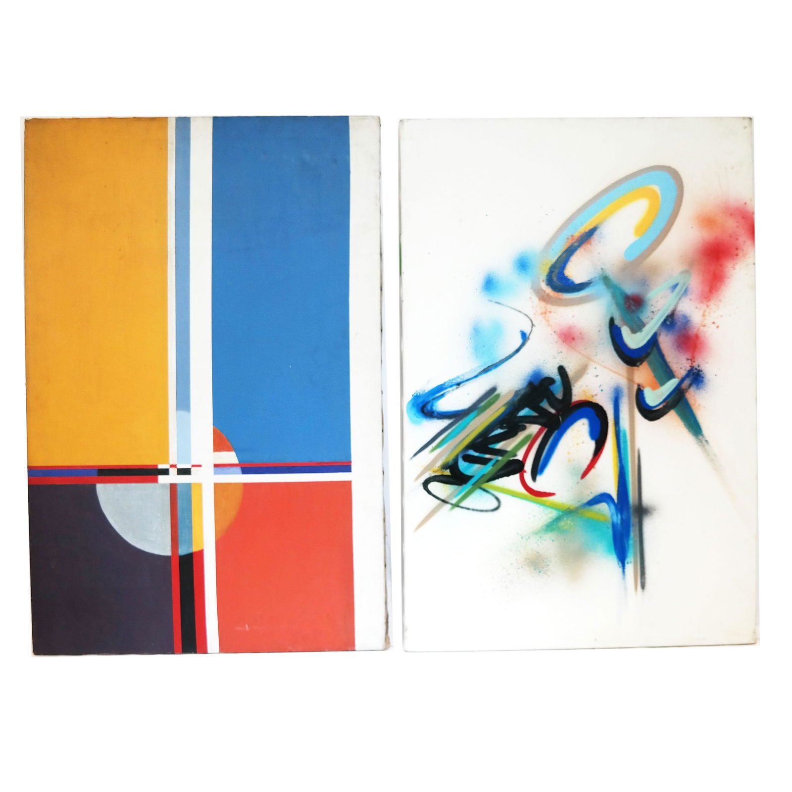 Two Unframed 20th C. Abstract Paintings (1 of 6)