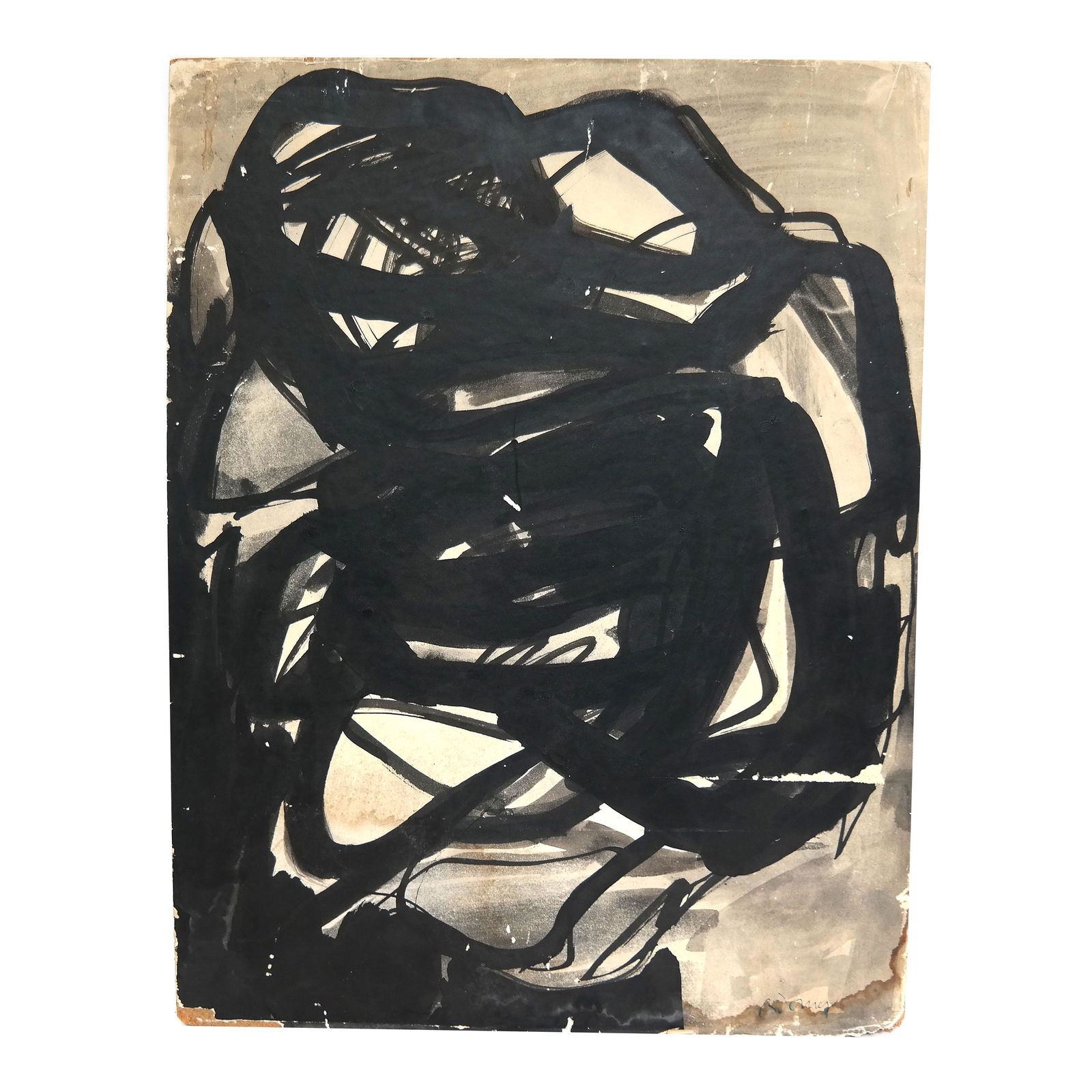 Bertrand DORNY: B & W Abstract - W/C on Paper (1 of 5)