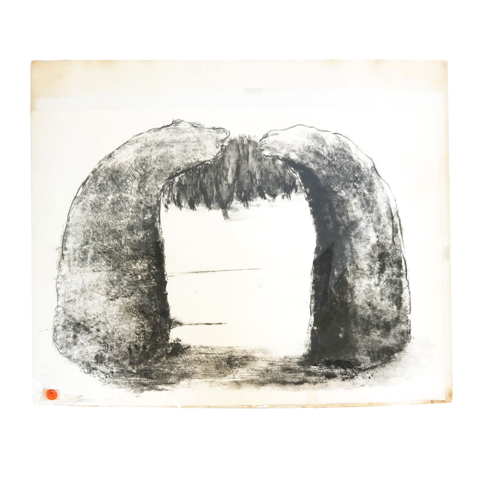 Ivor ABRAHAMS: "Arch II" Lithograph: Lithograph from the Arches series, numbered 42/50, by Ivor Abrahams (British, b. 1935). Not framed. Provenance: Estate of Roger Prigent - Malmaison. [28" H x 31 1/4" W]. In good condition.