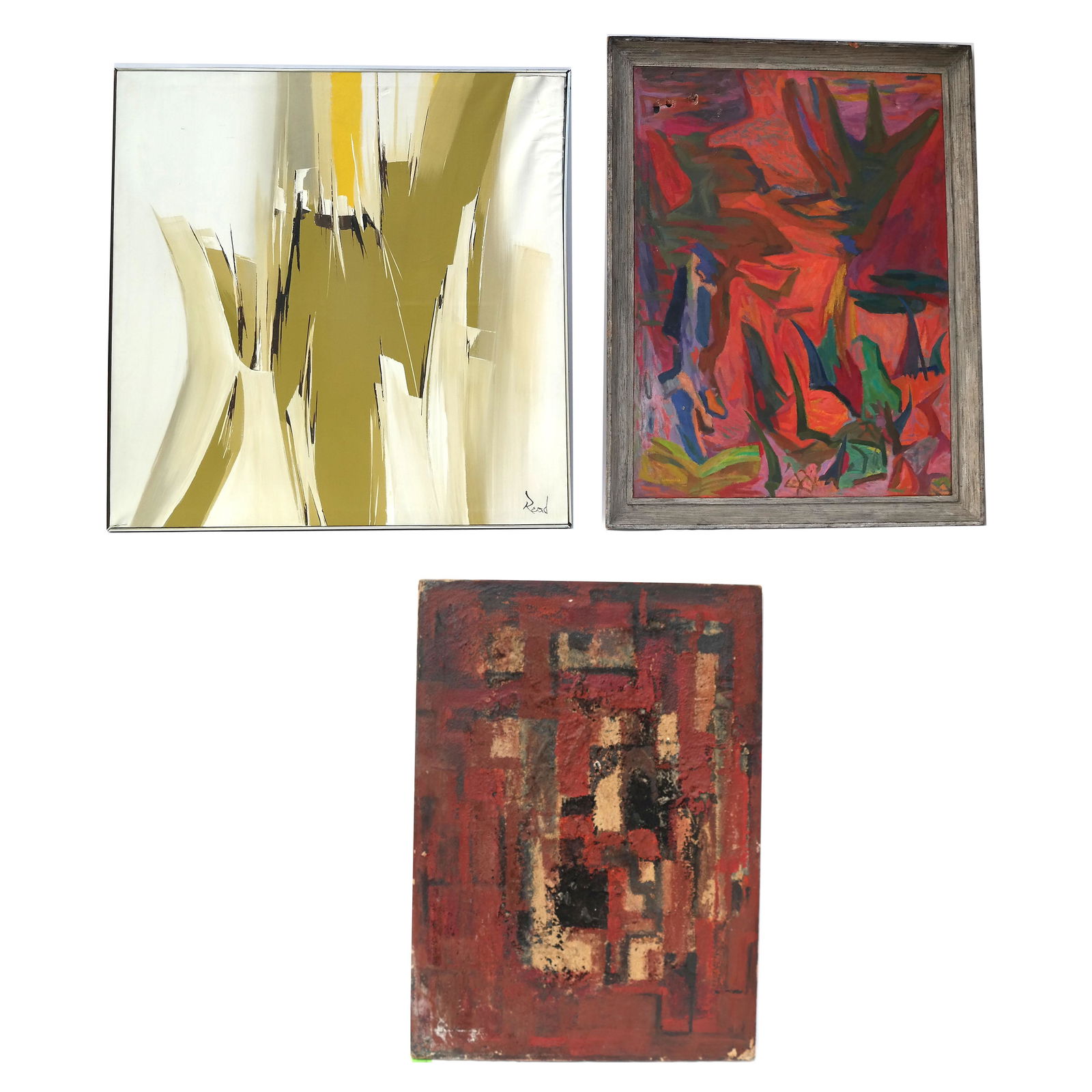 Lot of 3 Abstract Oil Paintings (1 of 12)