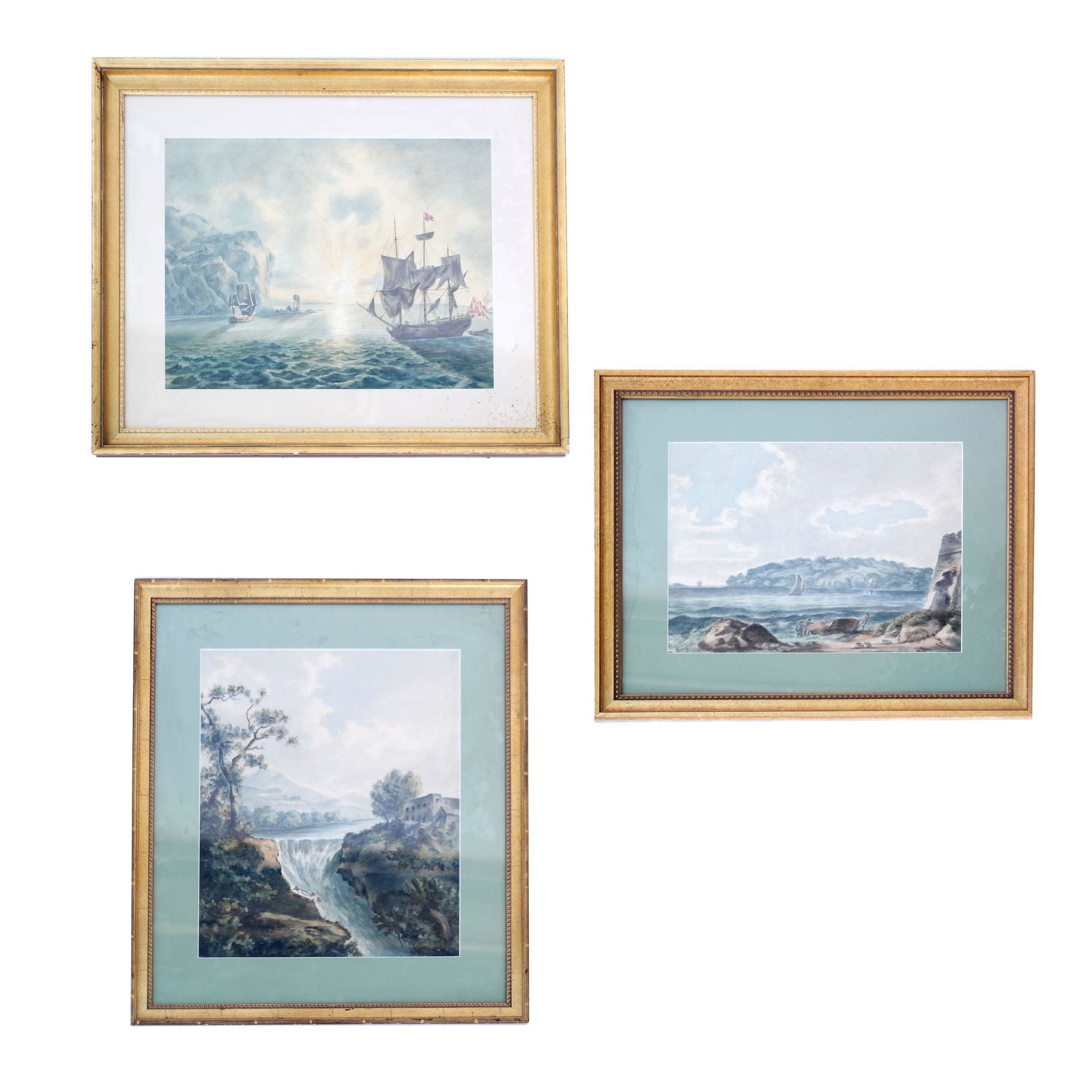 3 Water / Beach Scenes - Gouache Paintings (1 of 8)