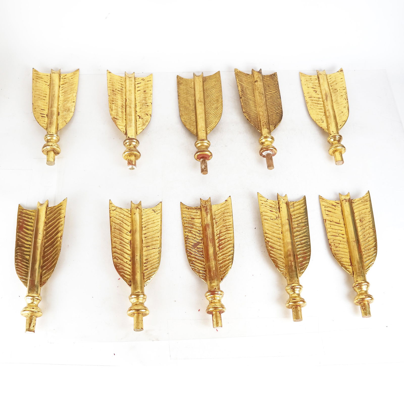 Ten (10) Back Arrow Carved Gilt Finials (1 of 6)