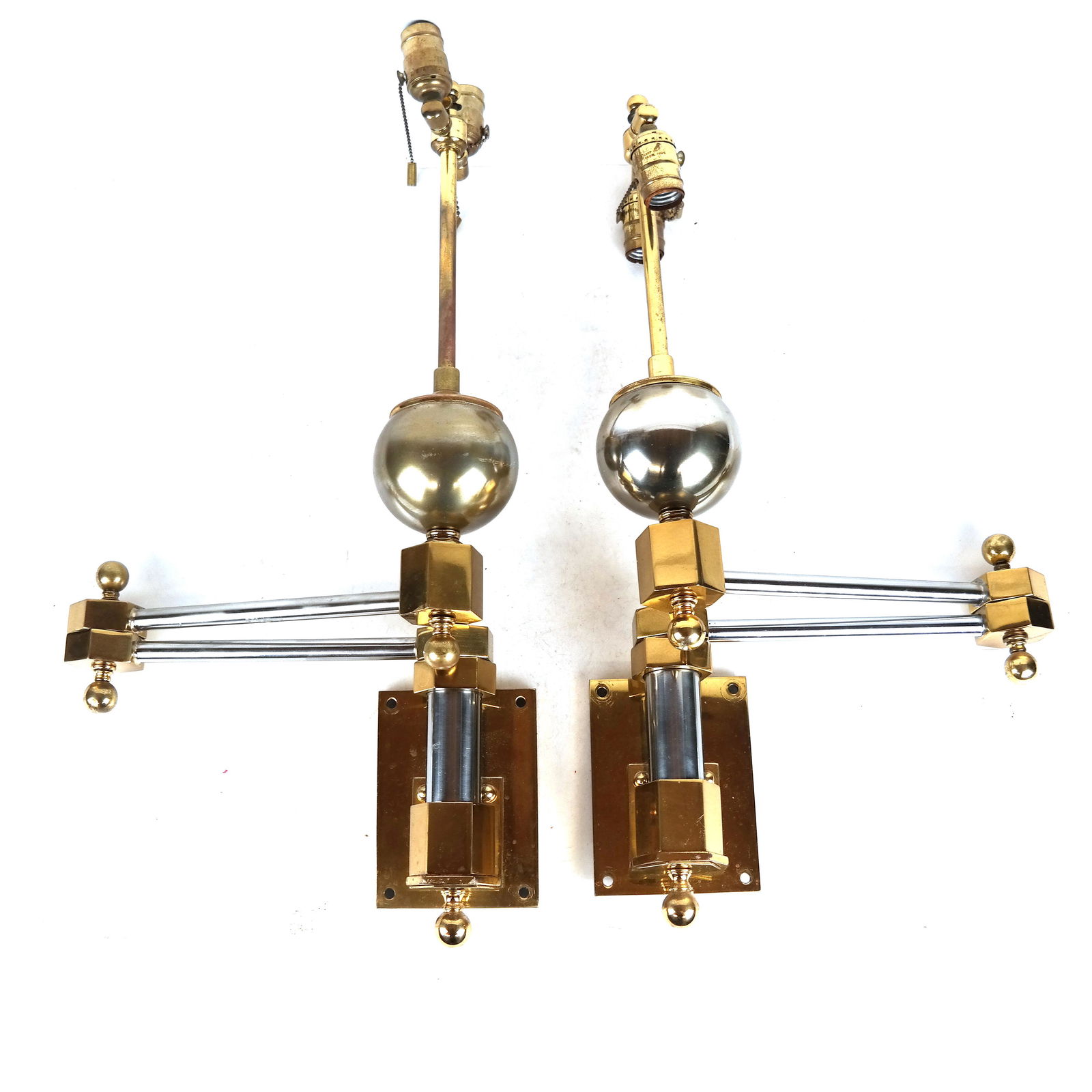 Pair of Brass Ball Sconces (1 of 10)