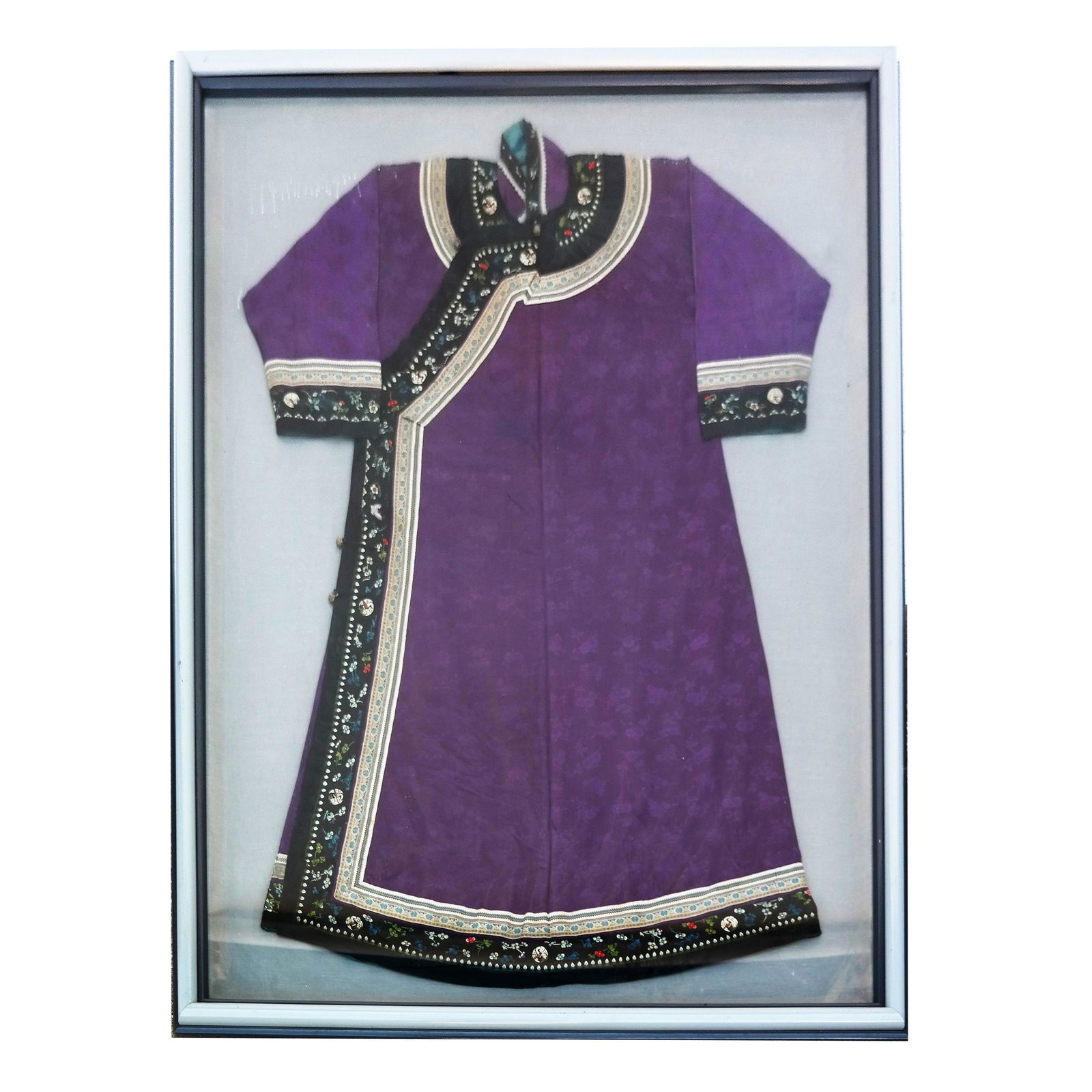 Chinese Embroidered Purple Silk Robe, Framed (1 of 15)