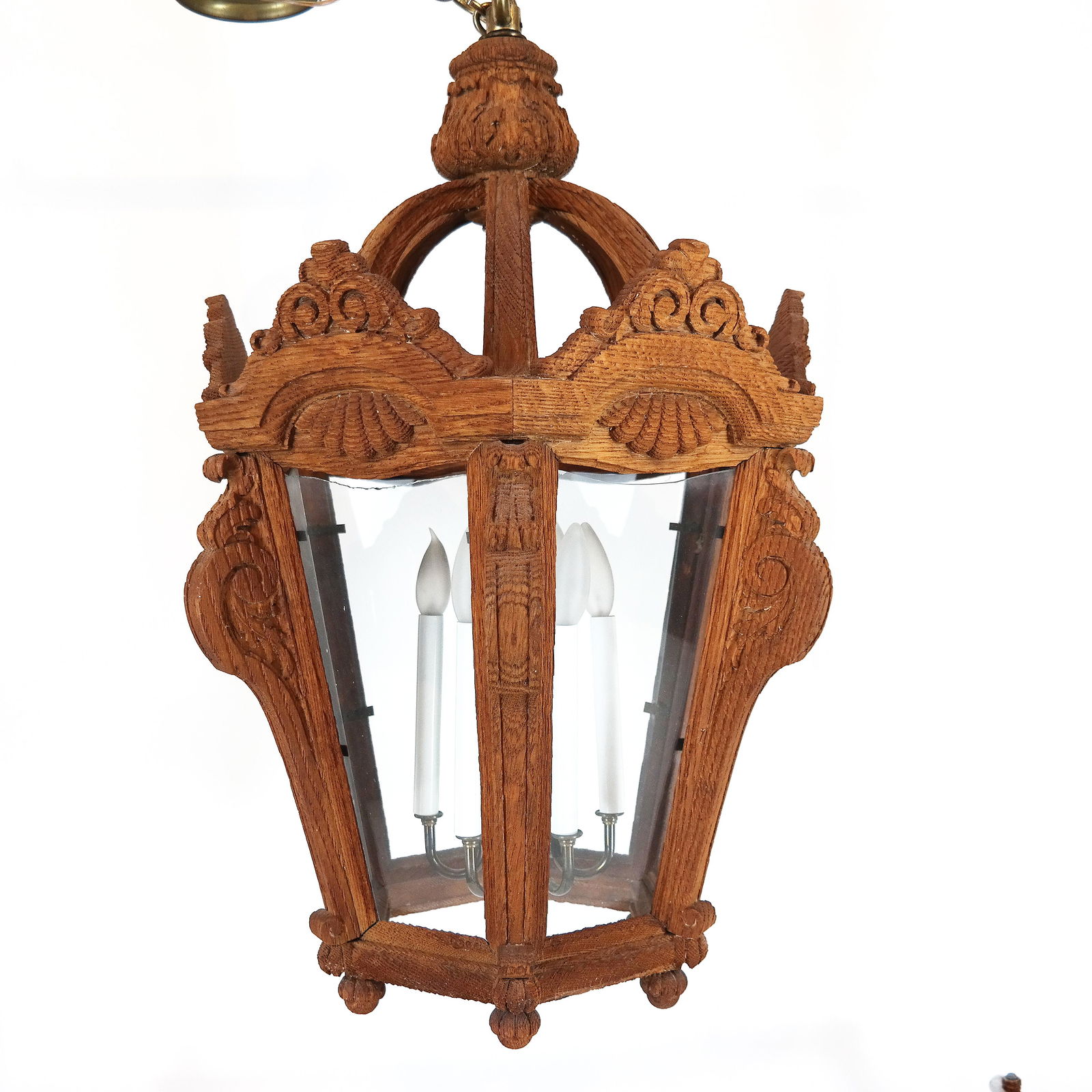 Continental Oak Hexagonal Lantern / Fixture (1 of 10)