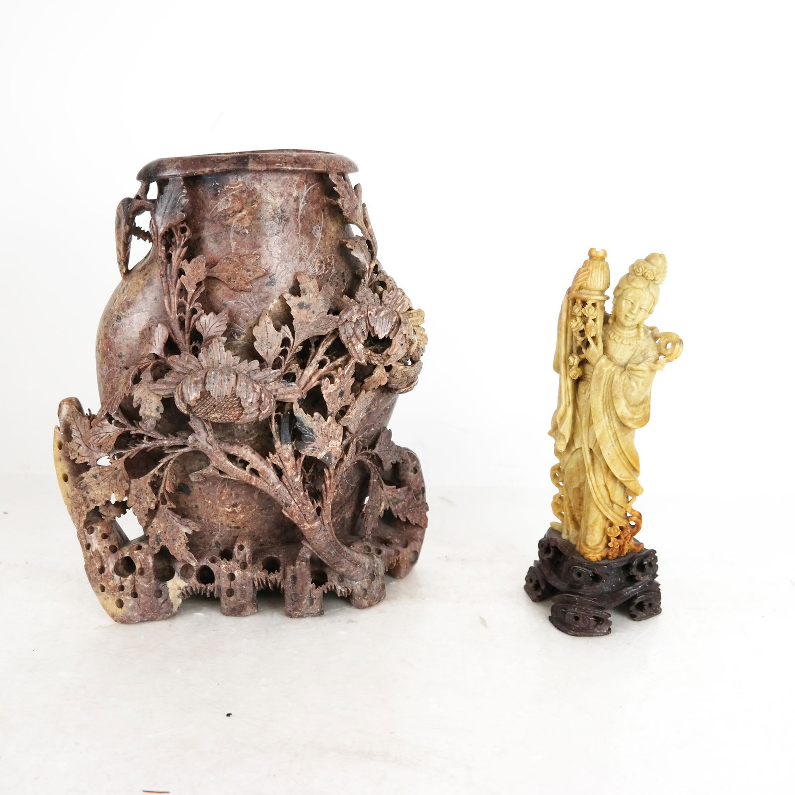 Carved Chinese Hardstone Vase & Figurine (1 of 11)