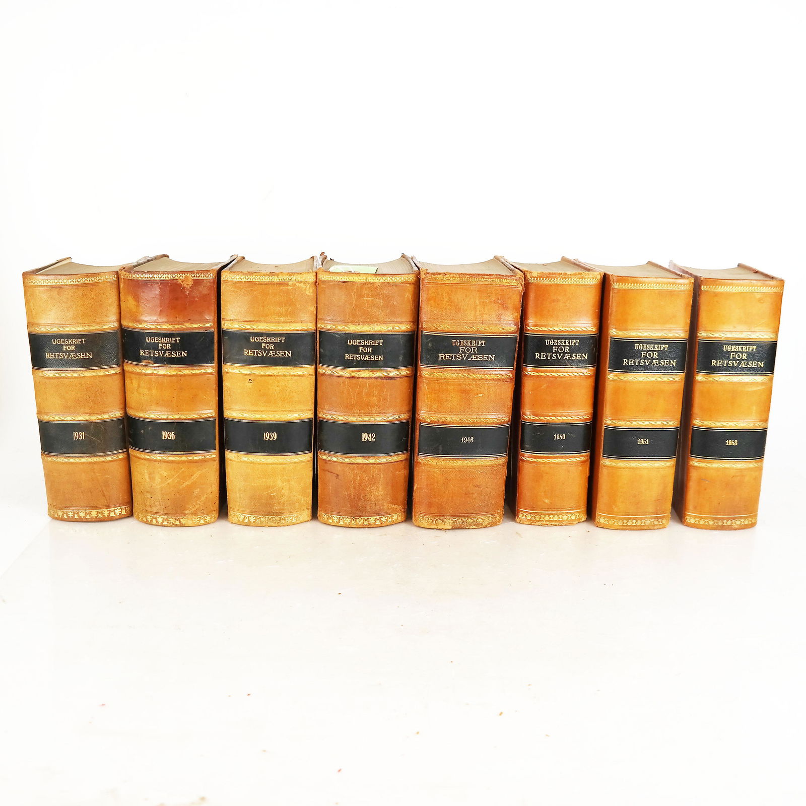 Set of 8 Large Danish Leather Bound Volumes (1 of 19)