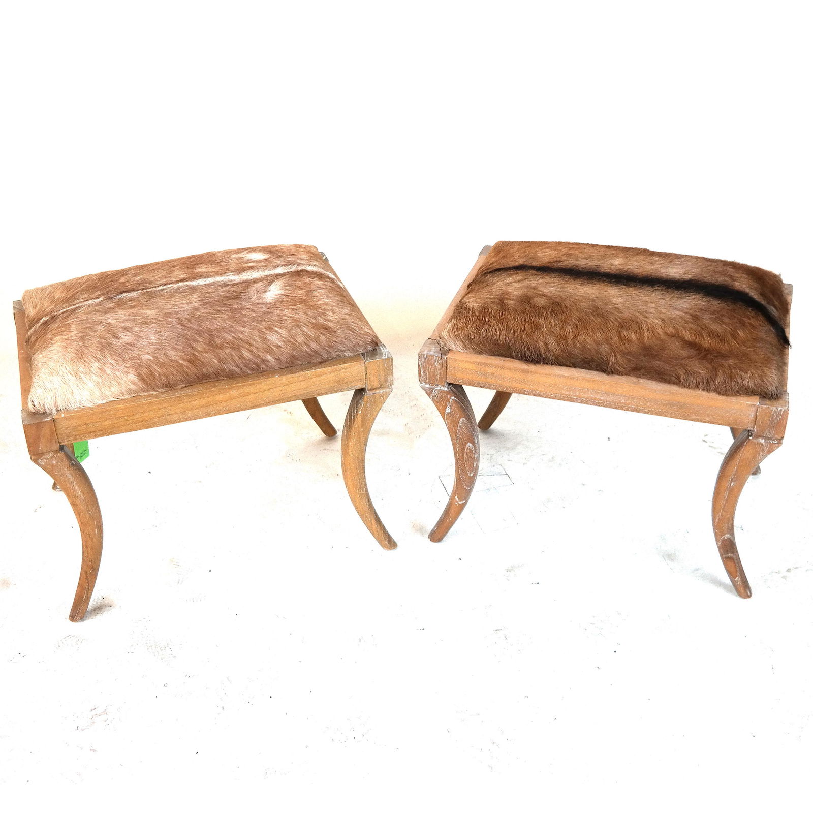 Pair of Cowhide Covered Stools (1 of 8)