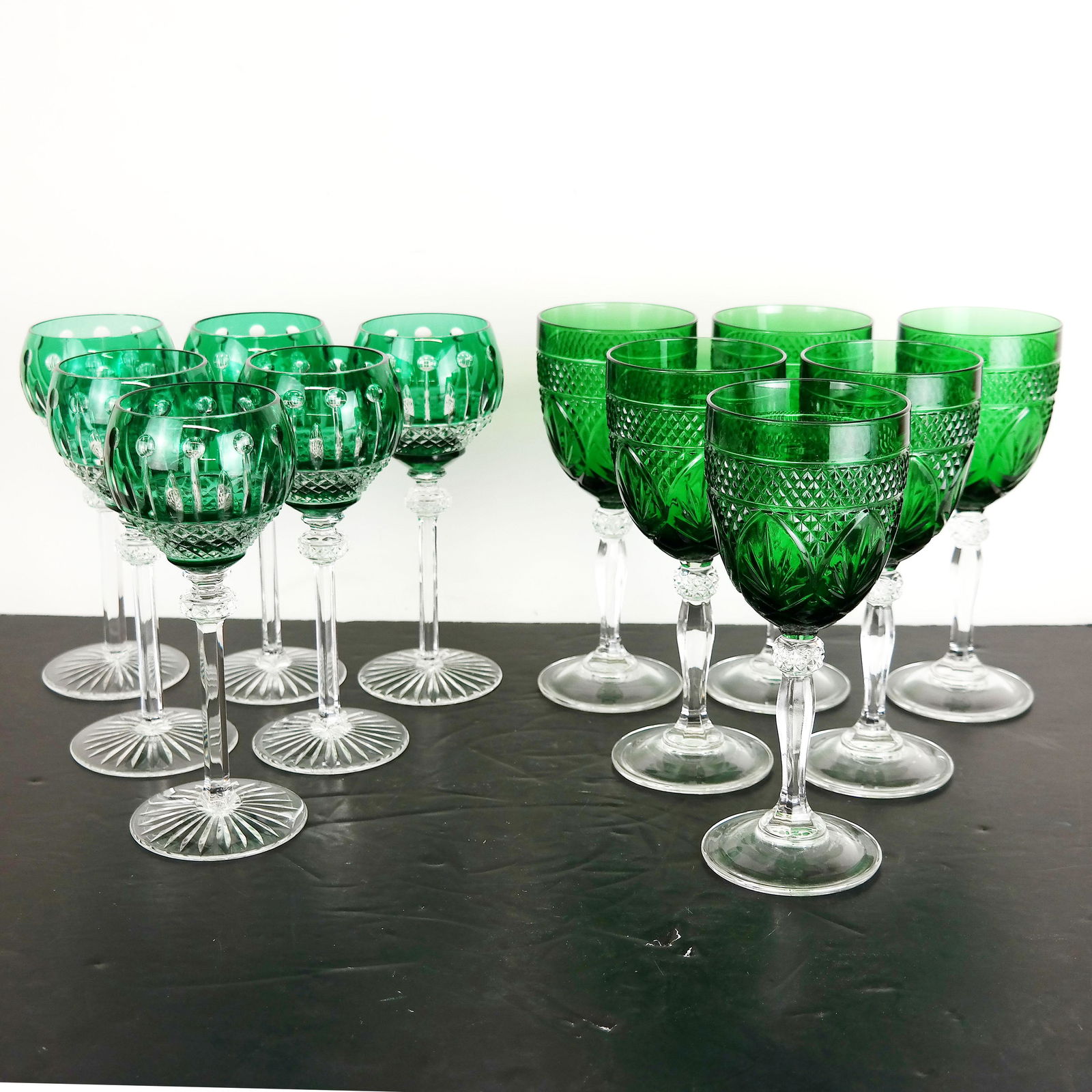 12 Green and Colorless Glass Stems (1 of 8)