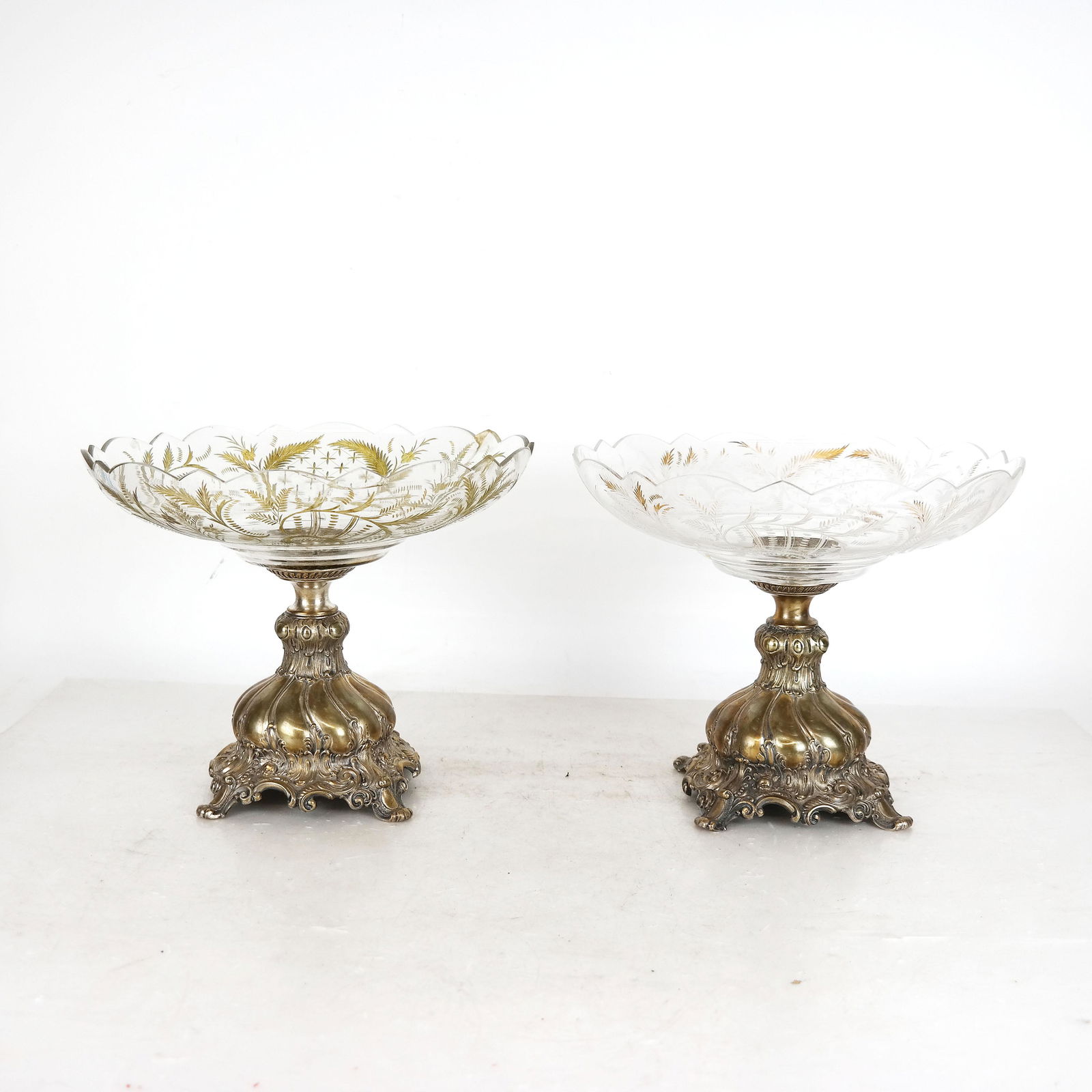 Pair Silver Plate and Crystal Tazzas (1 of 8)