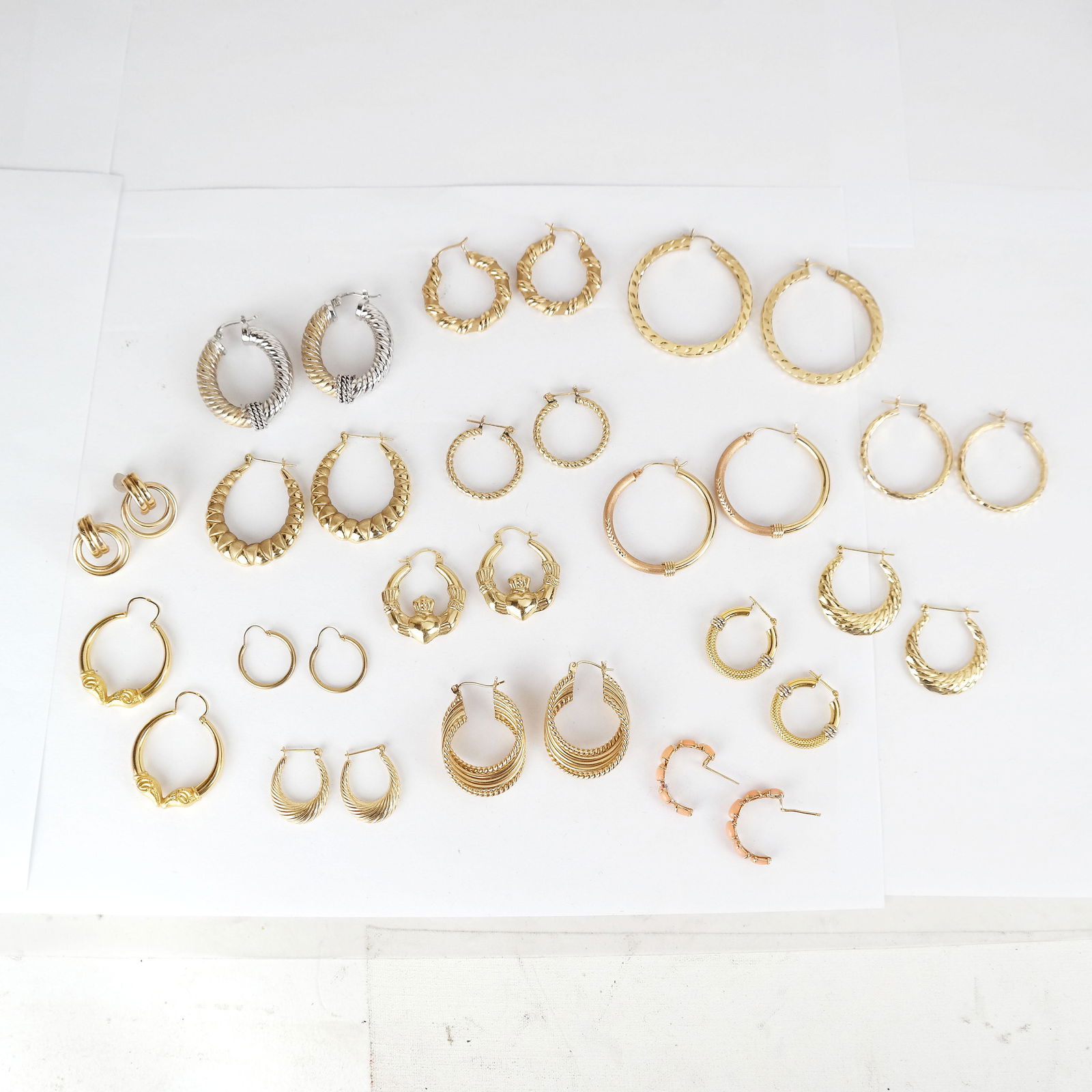 Sixteen Pairs of 14K Gold Hoop Earrings (1 of 18)