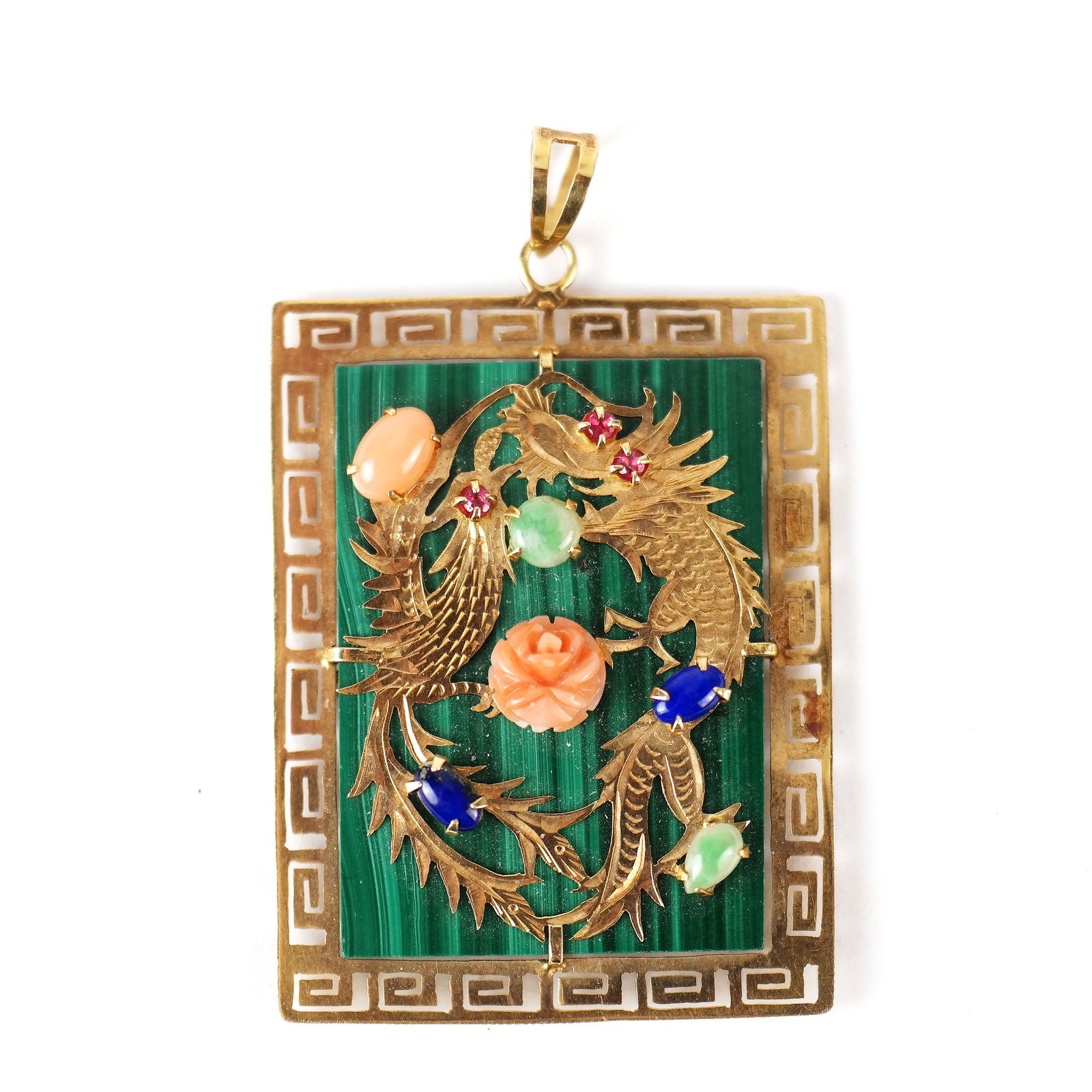 14K Gold, Malachite & Other Stones Pendant (1 of 8)