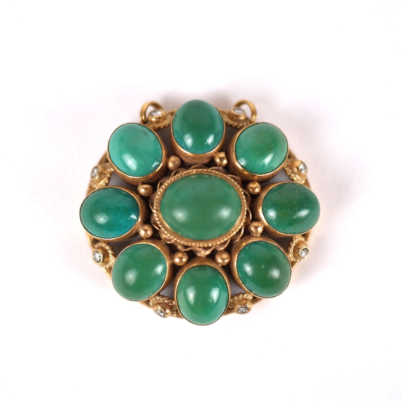 14K Gold, Turquoise and Diamond Pendant (1 of 6)