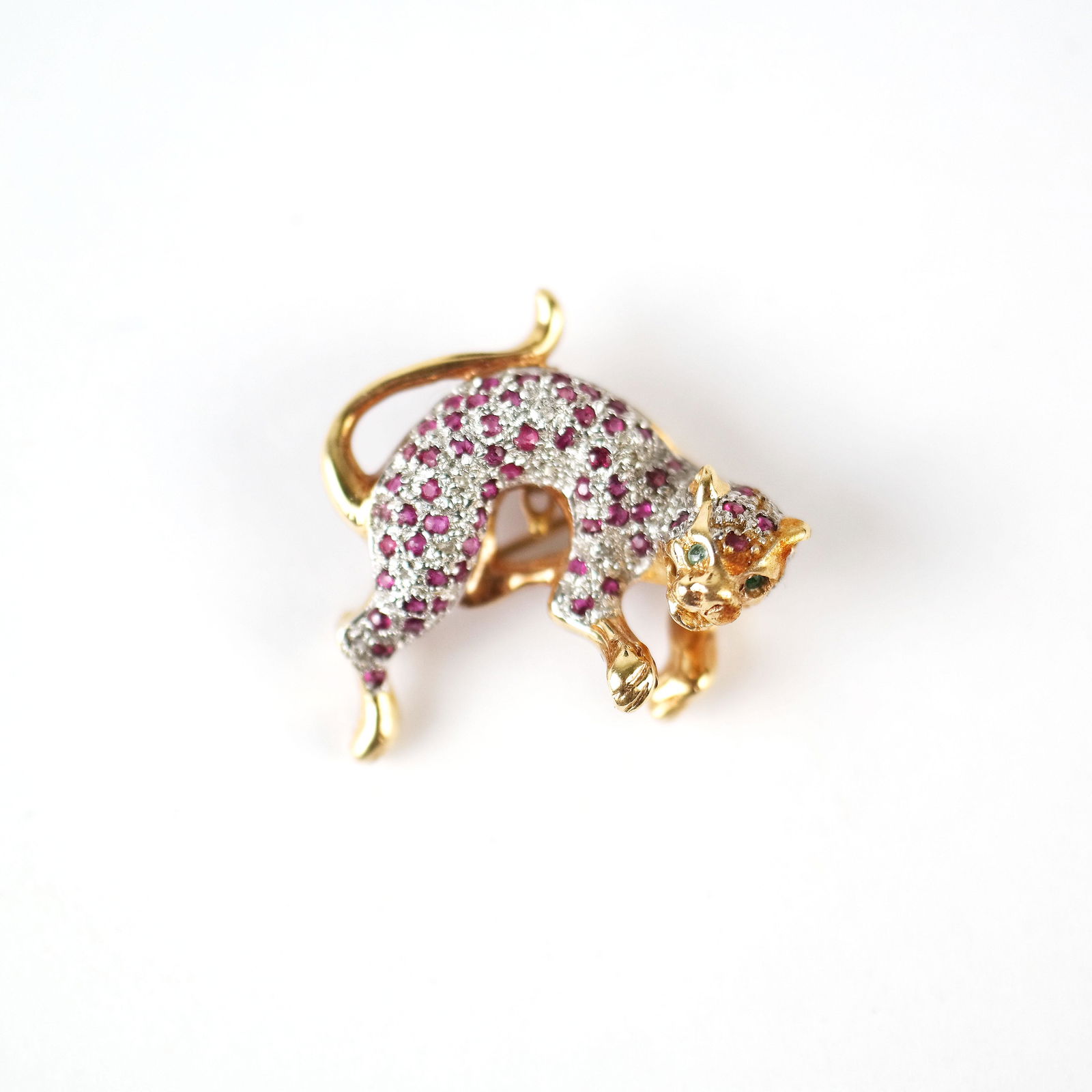 14K Gold, Diamond and Ruby Jaguar Pin (1 of 6)