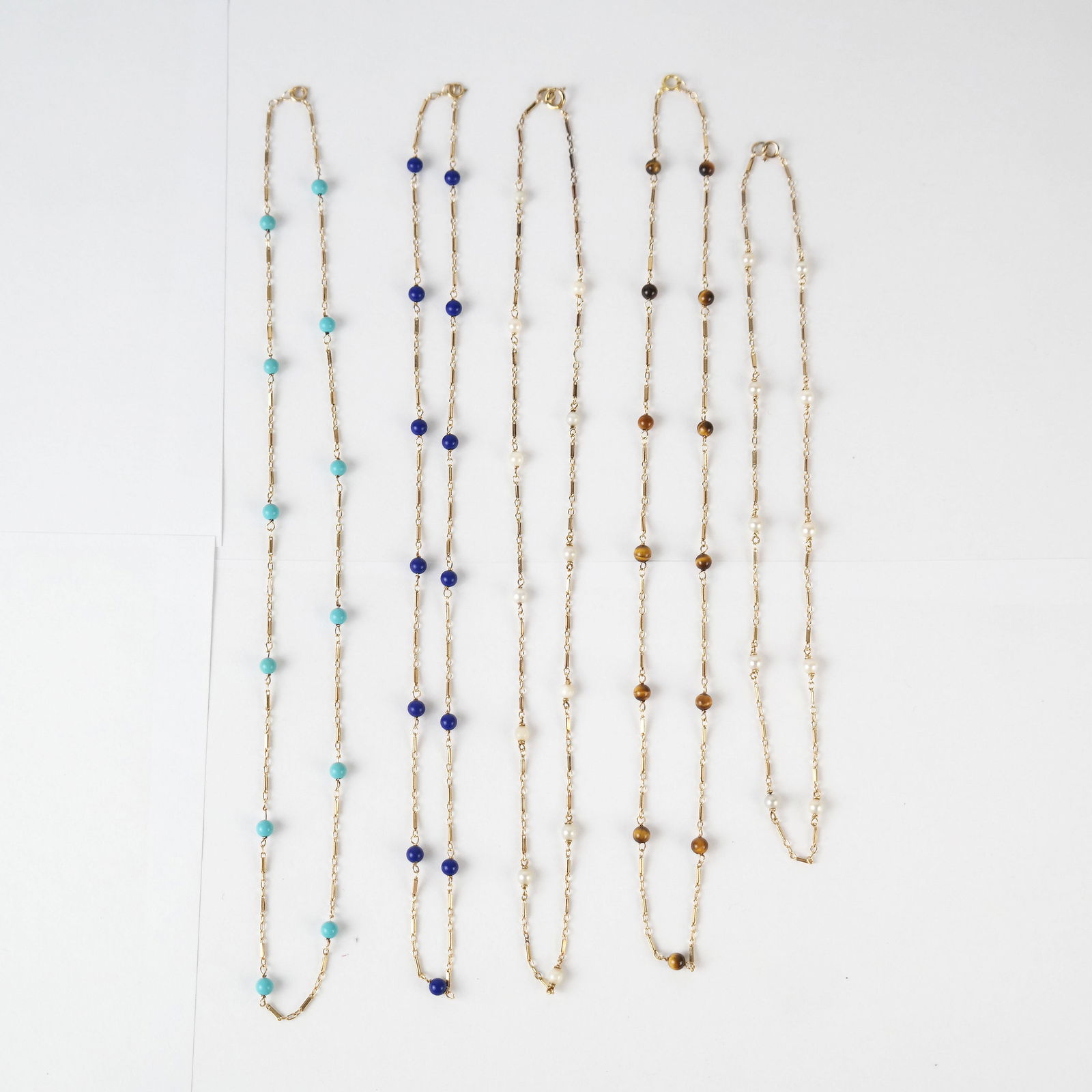 Five 14K Gold and Semi-Precious Stone Necklaces (1 of 13)