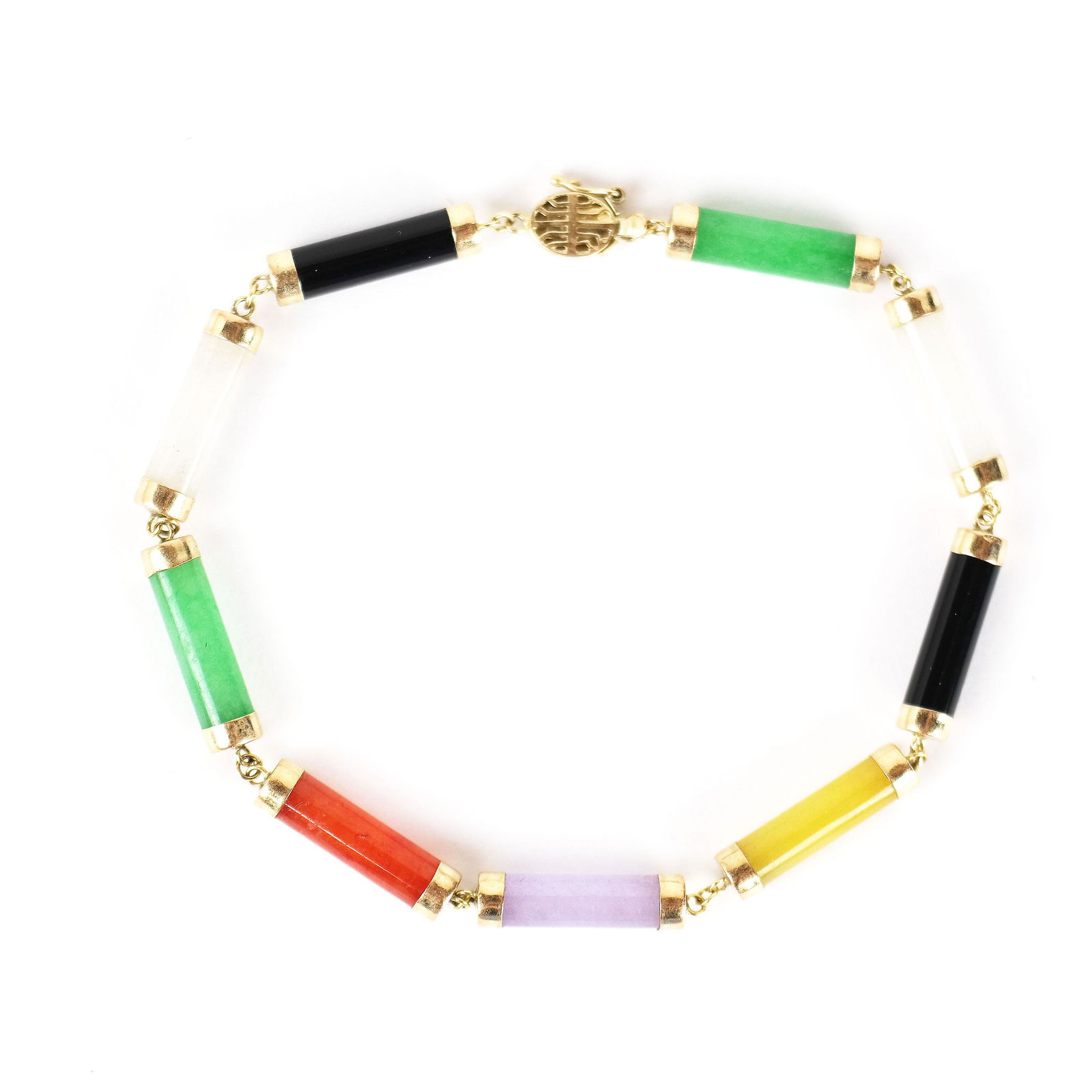 14K Gold & Multicolored Jade Bracelet (1 of 6)