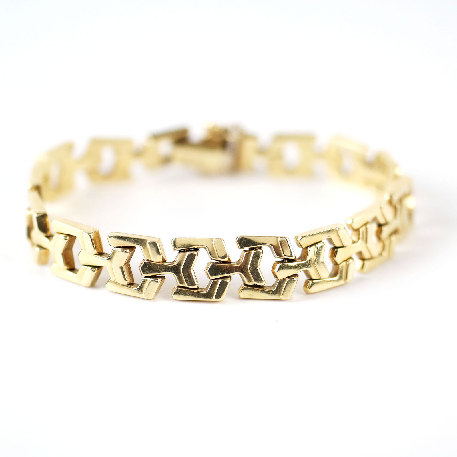 14K Gold Geometric Link Bracelet (1 of 6)