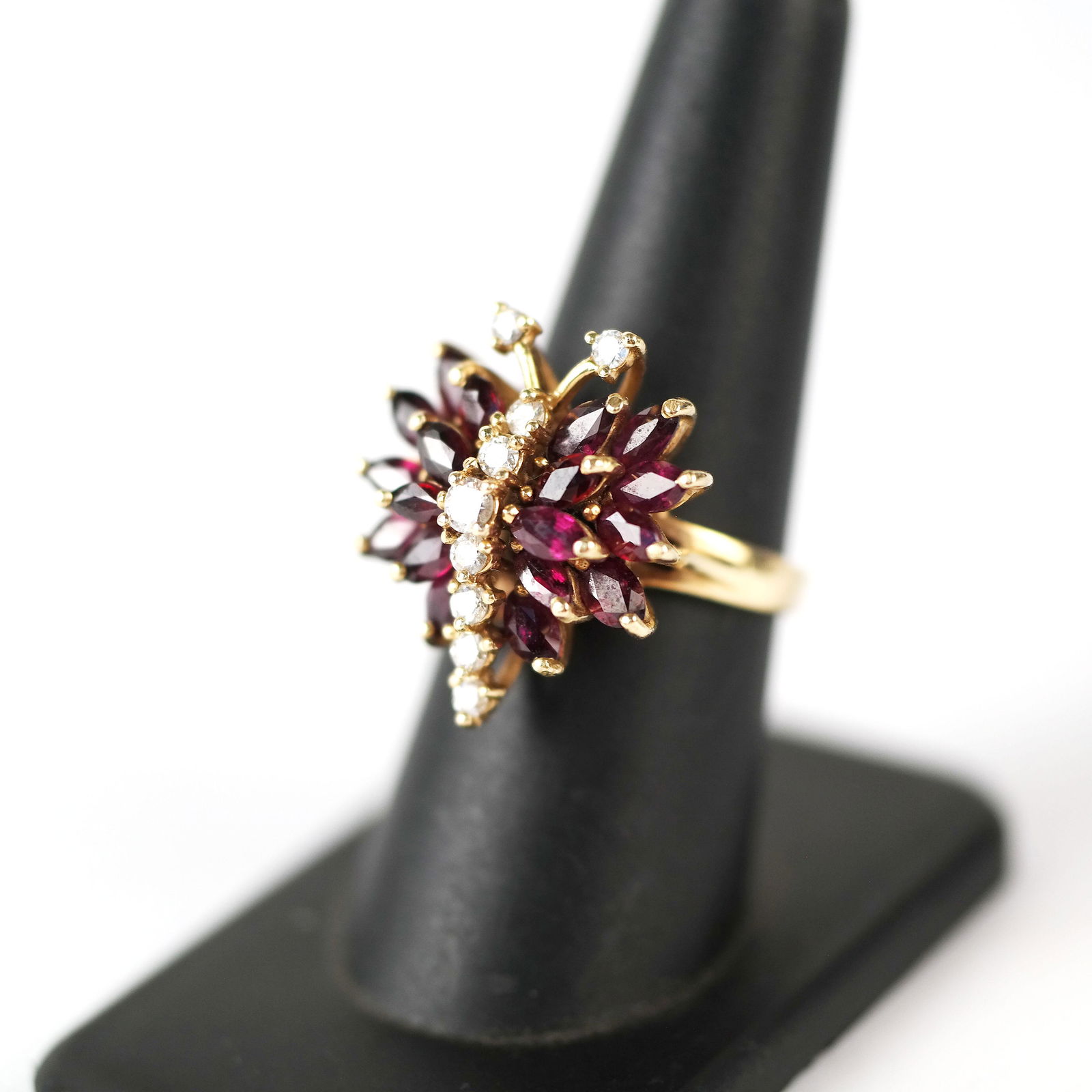 14K Gold, Diamond and Ruby Cluster Ring (1 of 7)