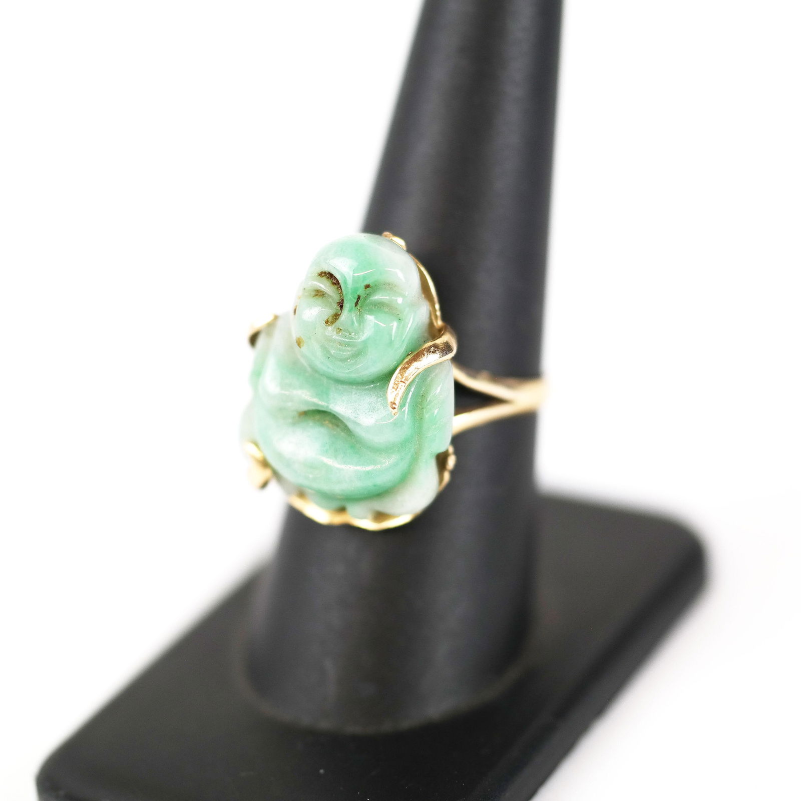18K Gold & Carved Jade Buddha Ring (1 of 8)