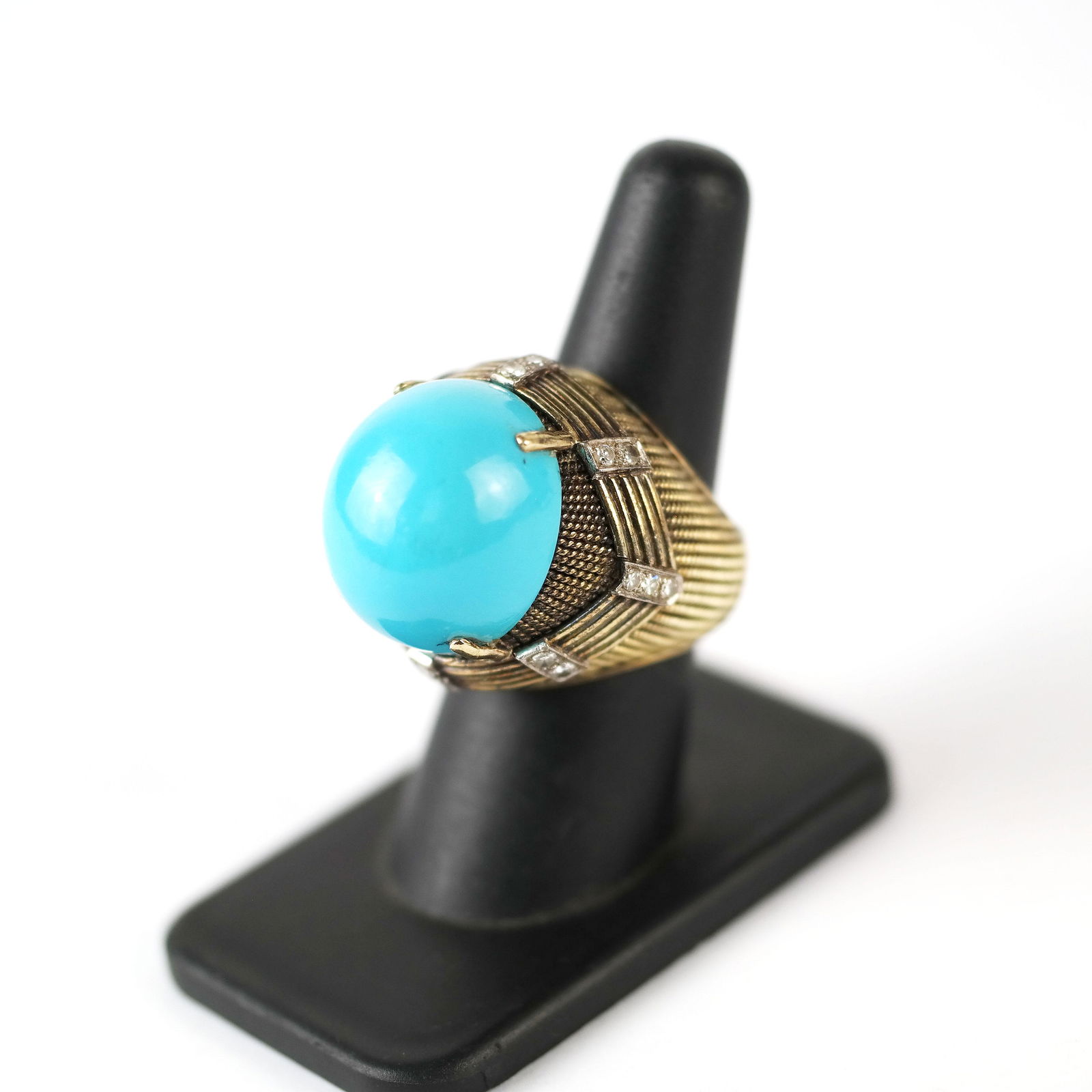 14K Gold, Diamond & Turquoise Ladies Cocktail Ring (1 of 7)
