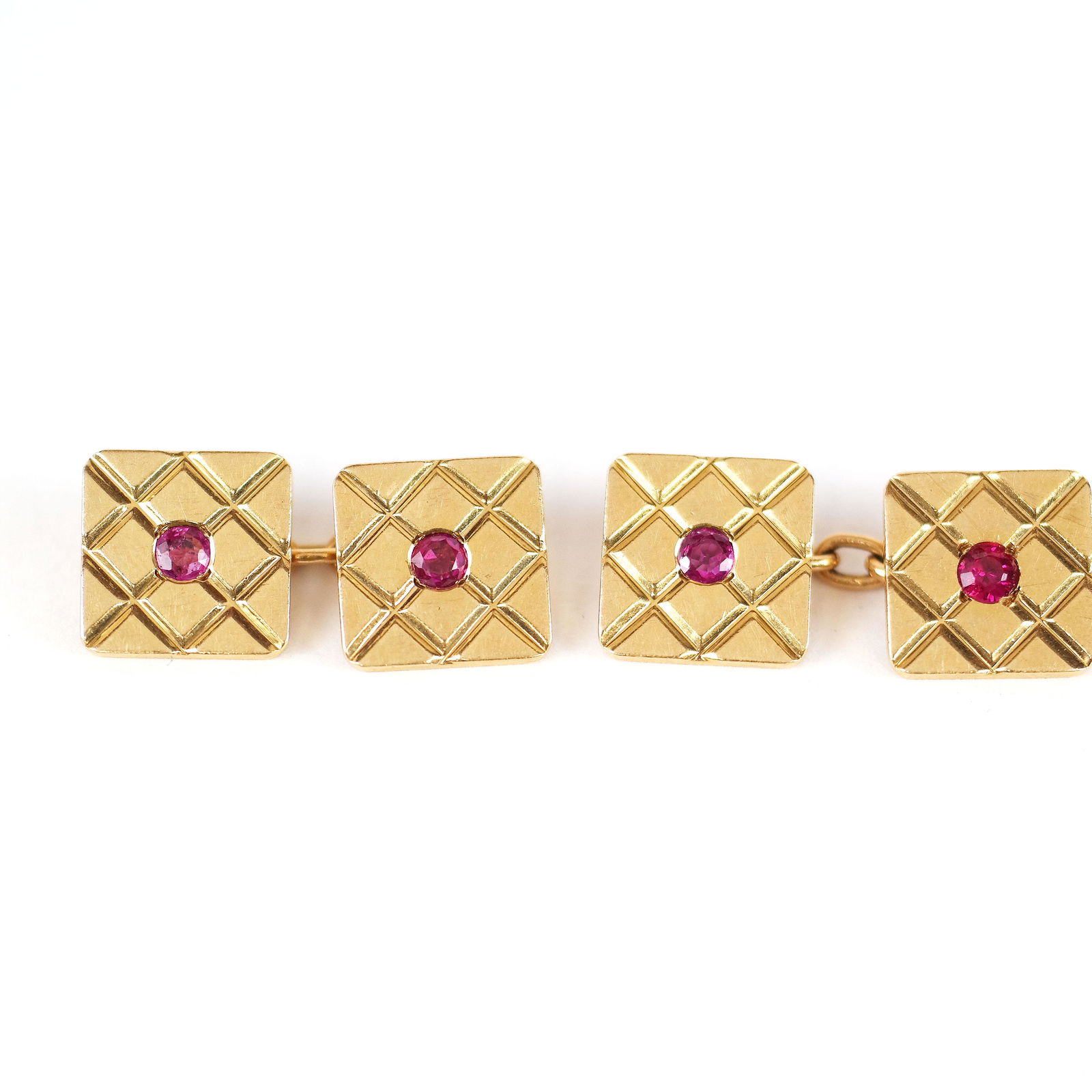 Pair of 14K Gold & Ruby Men's Cufflinks (1 of 7)