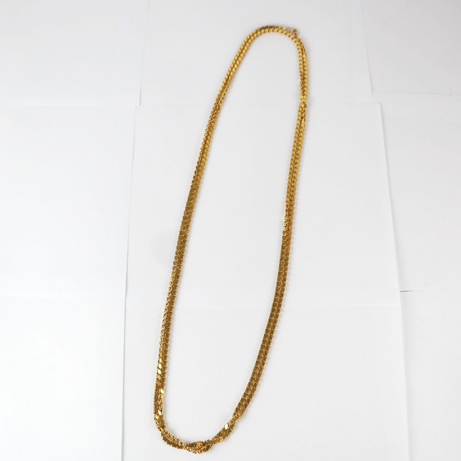 18K Gold Leaf Form Link Chain, 78" L (1 of 10)