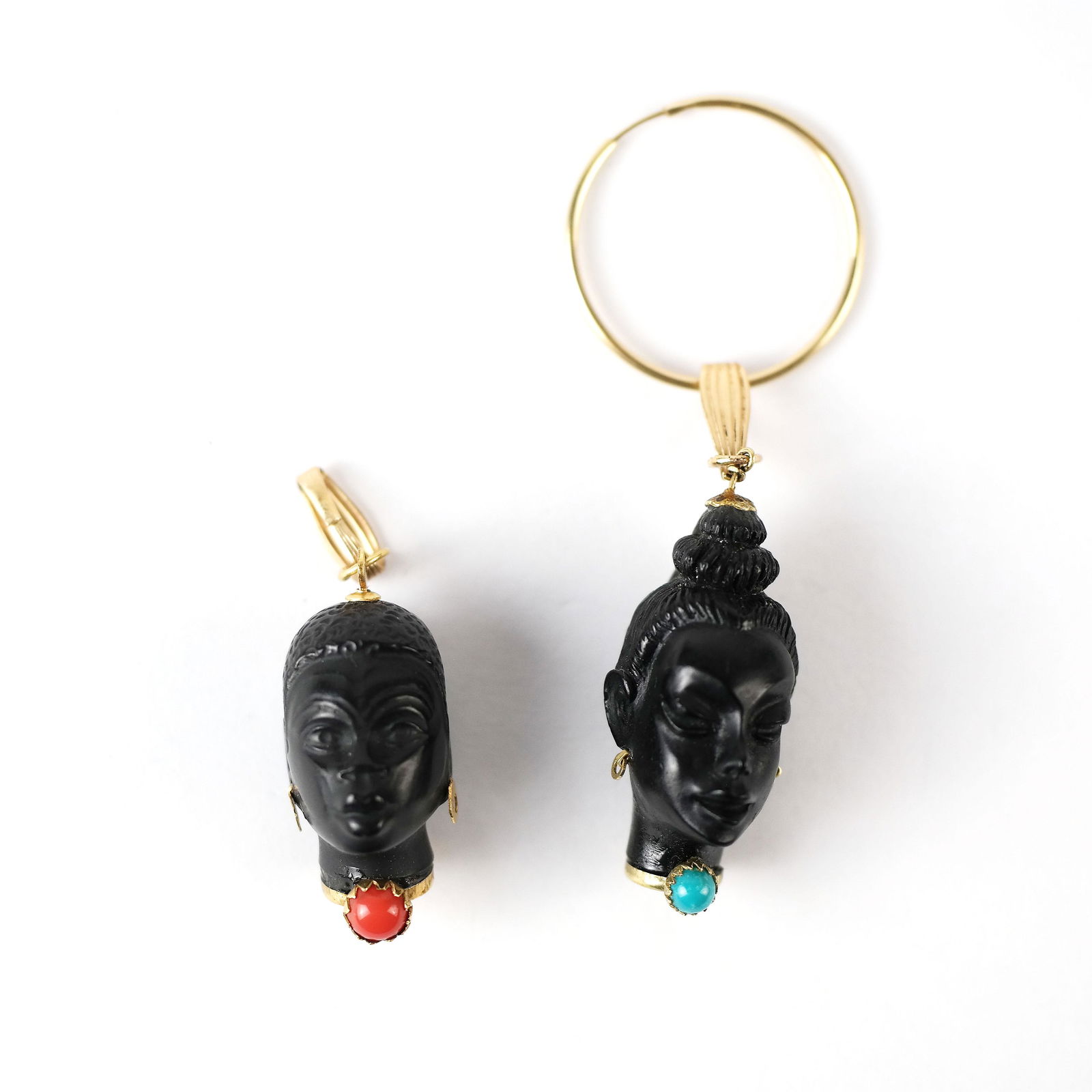 Two Ebony & 14K Gold Nubian Pendants (1 of 12)