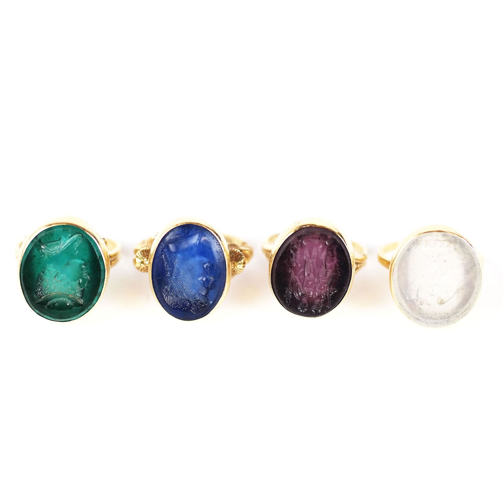 Four 14K Gold & Intaglio Ladies Rings (1 of 17)