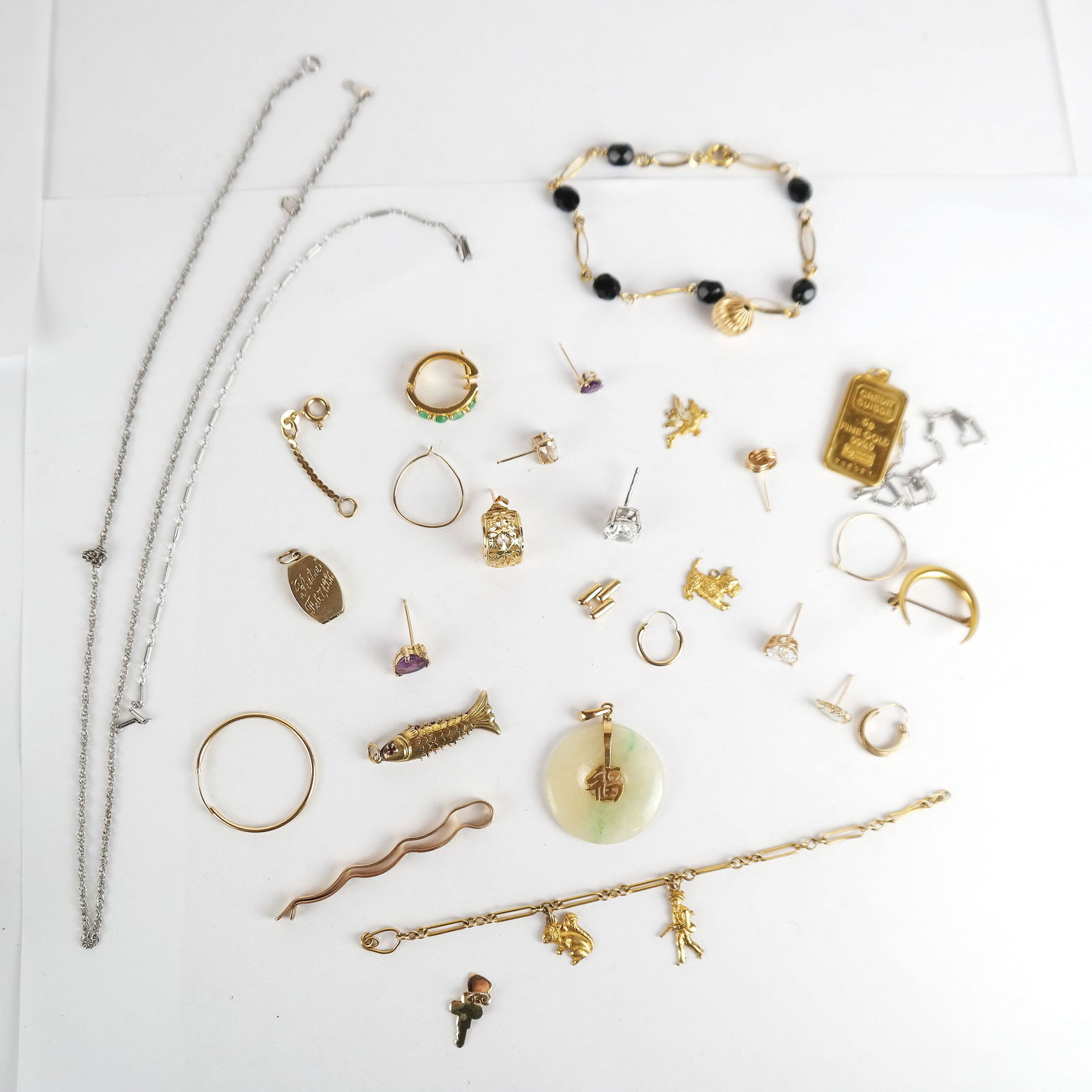 Approx. 30 14K Gold Items & 24K Gold Pendant (1 of 10)