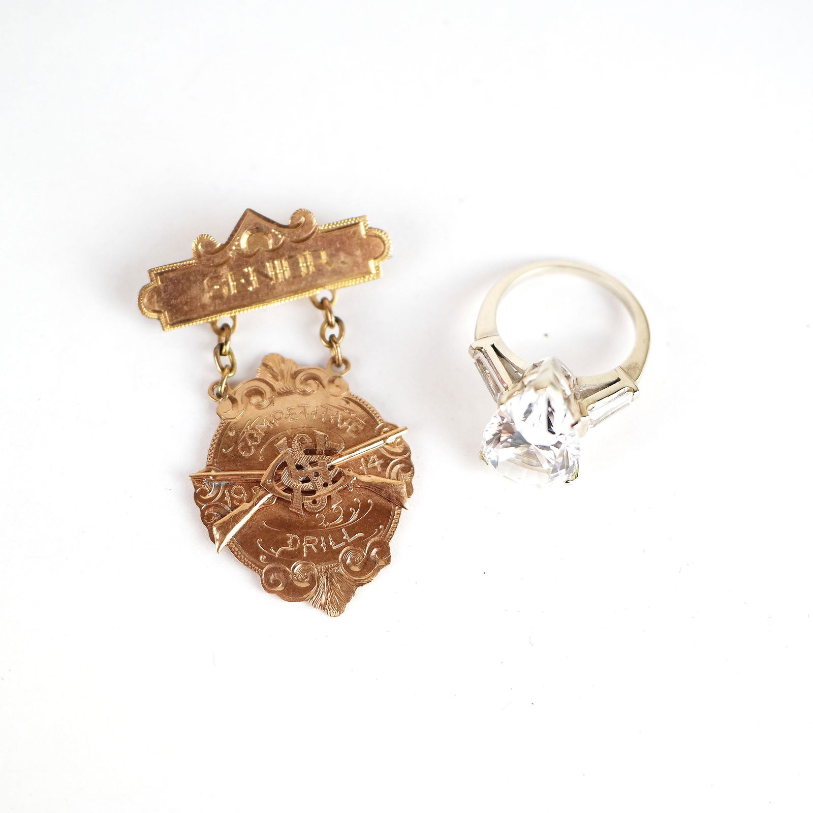 14K White Gold Ring & 10K Gold Medal (1 of 11)