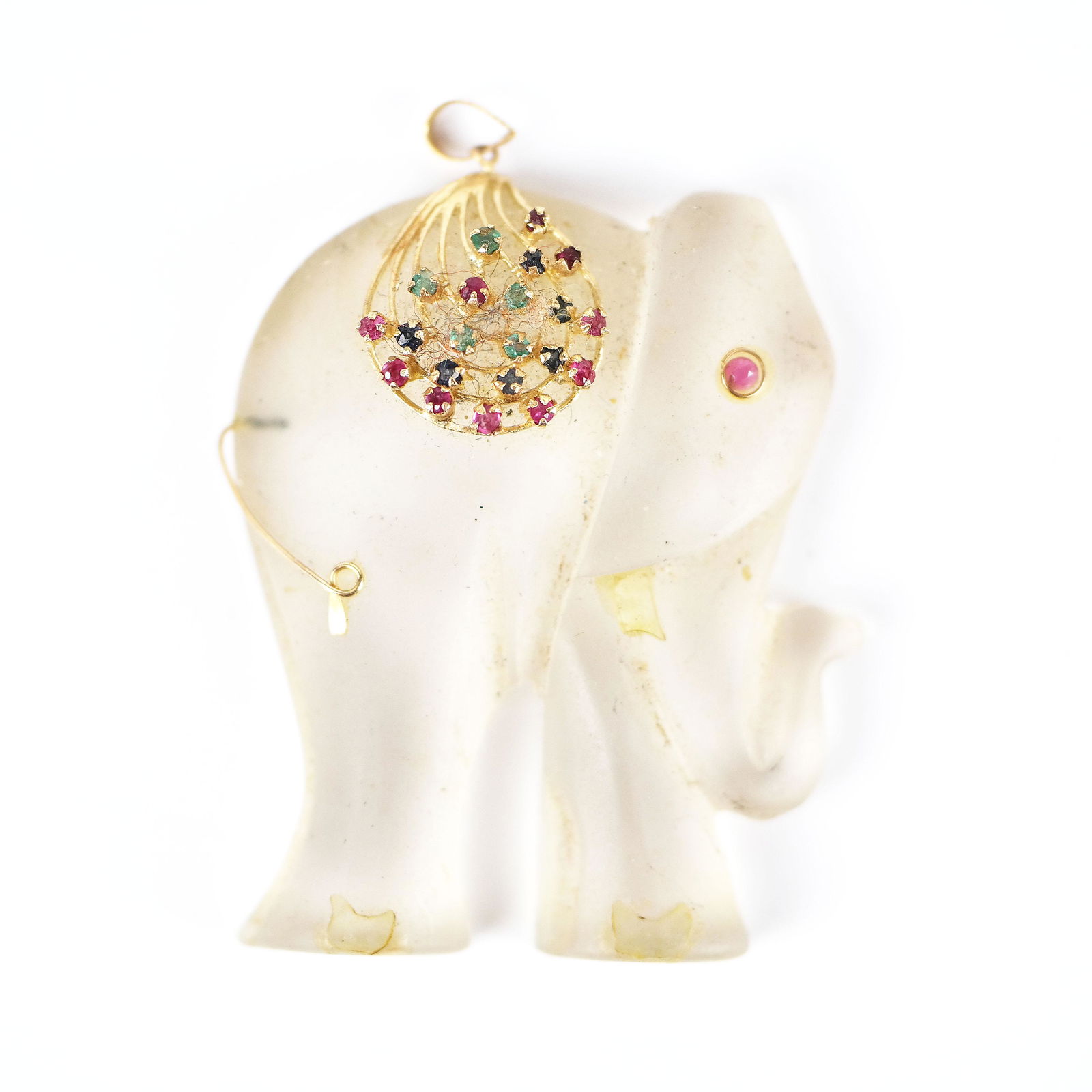Lalique-Type Crystal Elephant Pendant (1 of 5)
