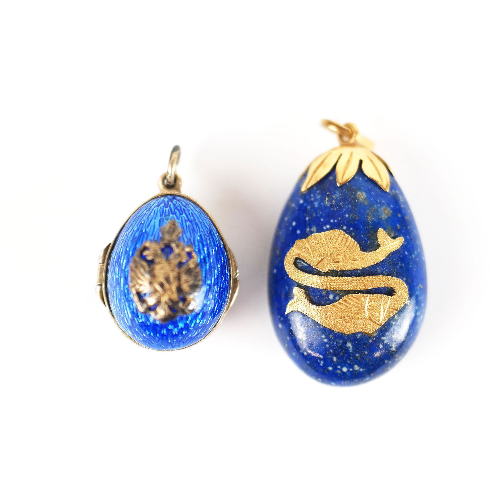 Russian Enamel Locket & A Lapis Lazuli Pendant (1 of 8)