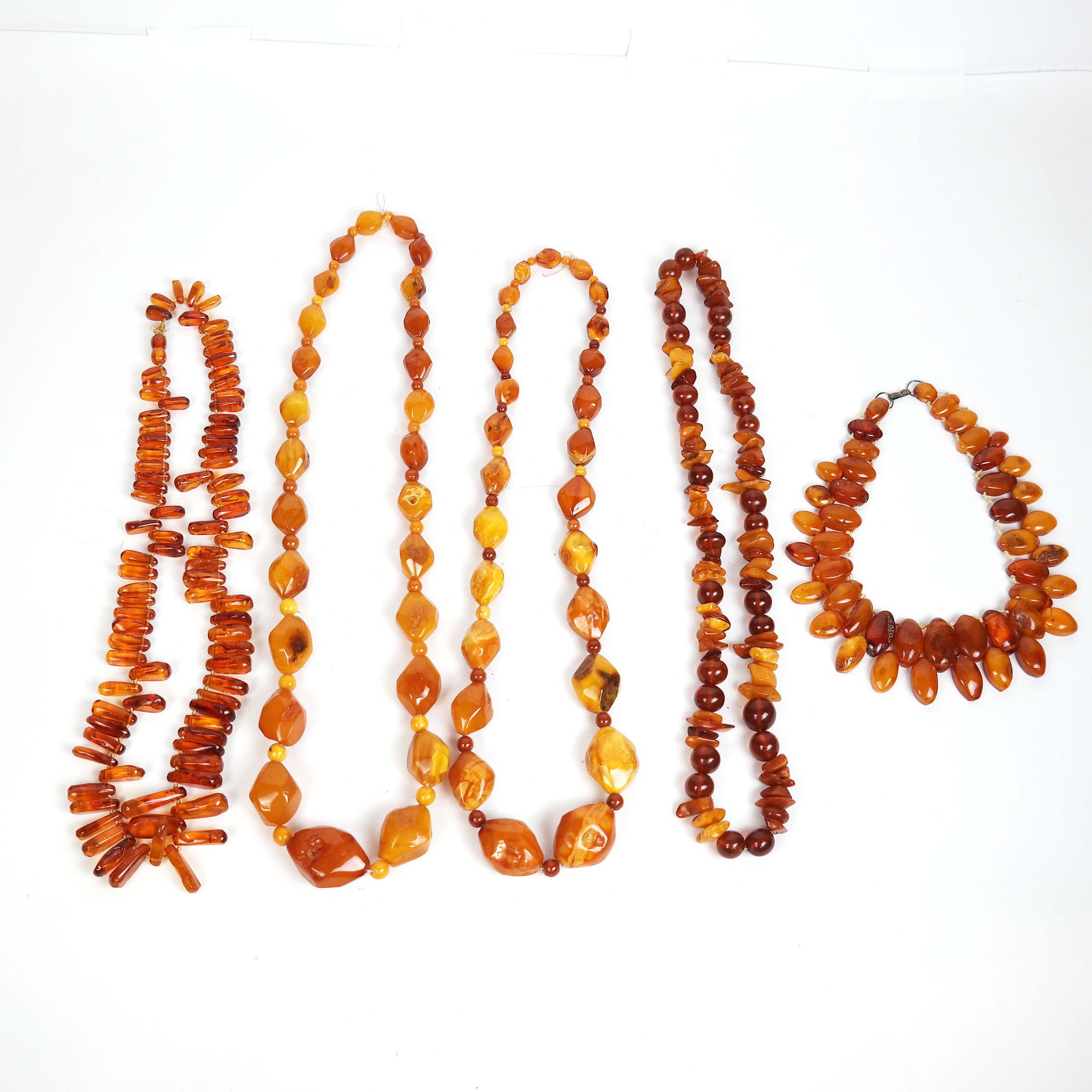 Five Carved Amber Bead Necklaces (1 of 13)